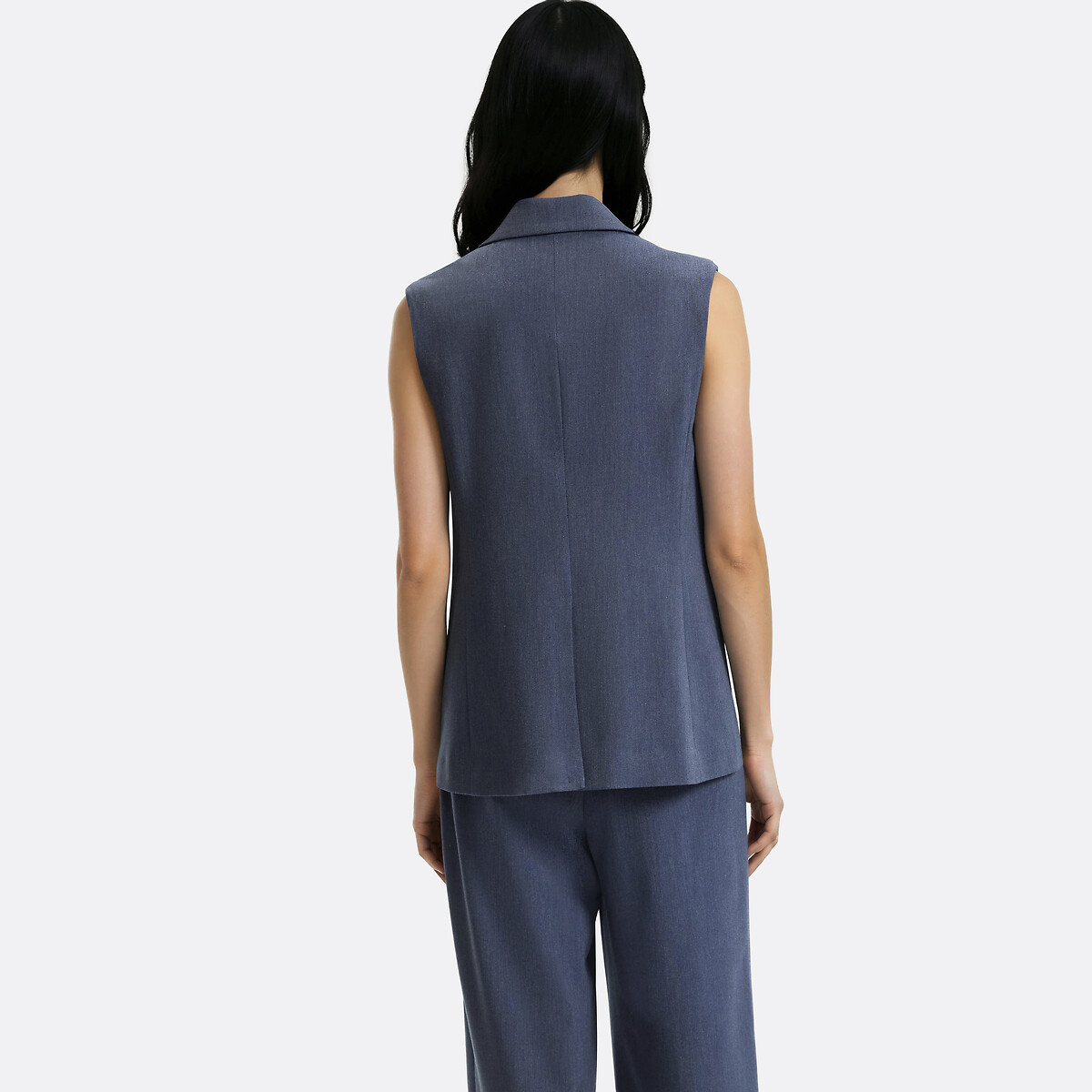 Blazer long sans manches oversize bleu, LA REDOUTE COLLECTIONS