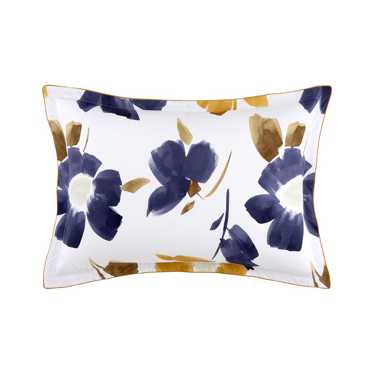 Taie d'oreiller en percale de coton bleu, HEURE BLEUE multicolore, DESFORGES