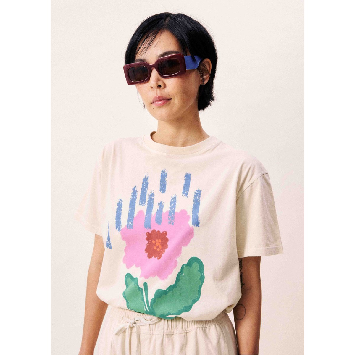T-shirt en coton PISTIA beige crème, FRNCH