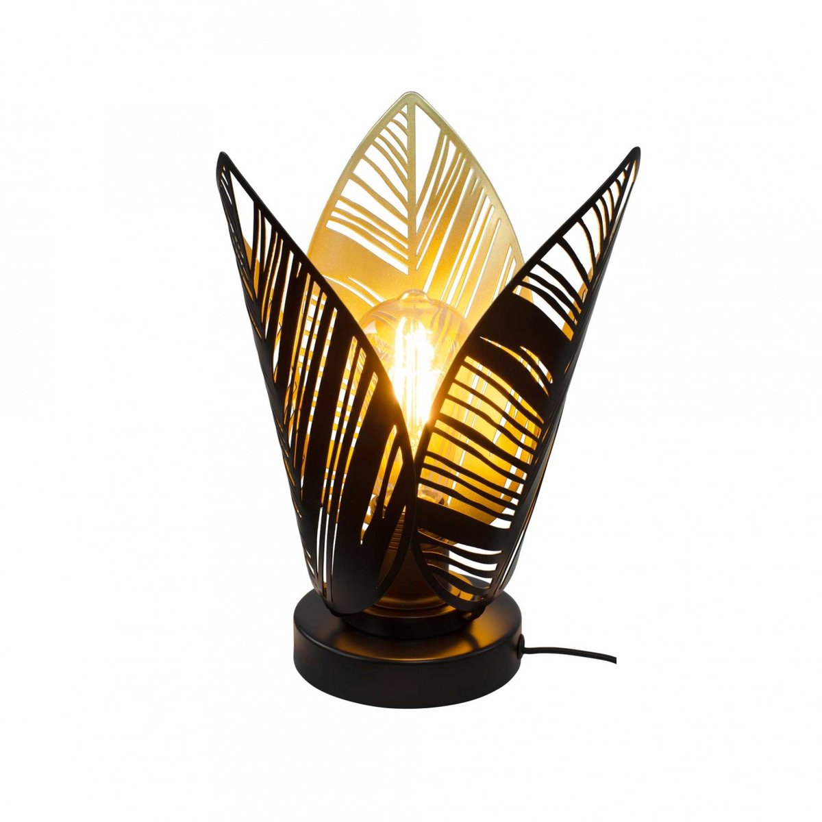 Lampe à poser en métal perforé, ELFINE noir et doré, C-CREATION
