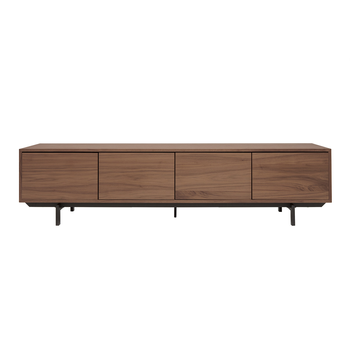 Meuble TV vintage bois foncé noyer et métal noir L200 cm MANNY noyer, MILIBOO