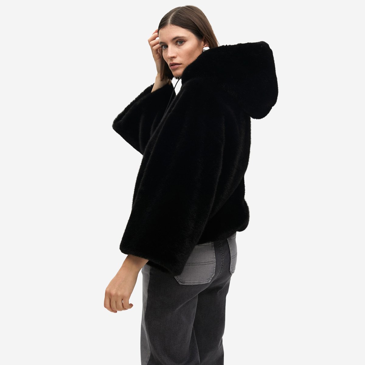 Veste à capuche doublée léopard noir, LOLA CASADEMUNT