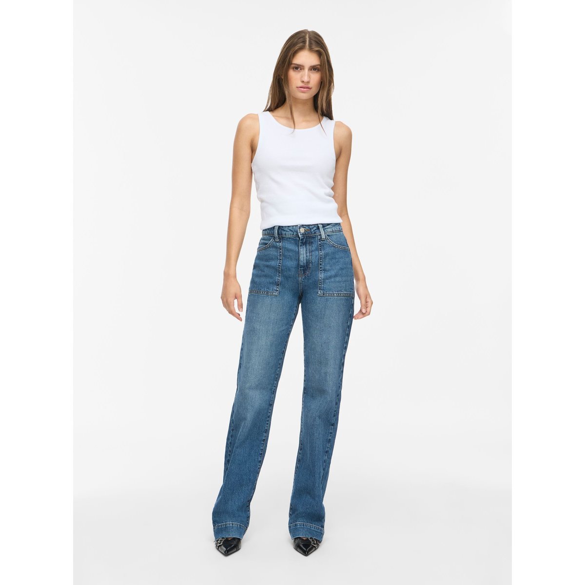 Jean Droit bleu - medium blue denim1, NOISY MAY