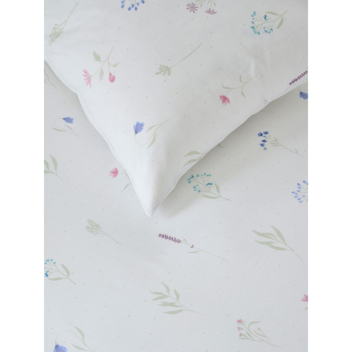 Parure drap-housse coton à fleurs blanc/vert sapin, NEXT