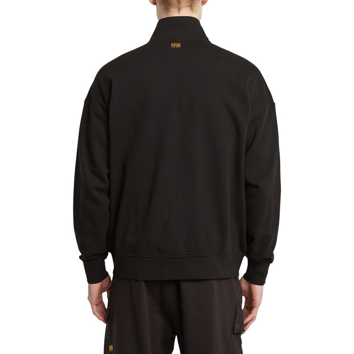 Sweat zippé en coton noir uni avec une coupe droite et un col montant noir, G-Star RAW