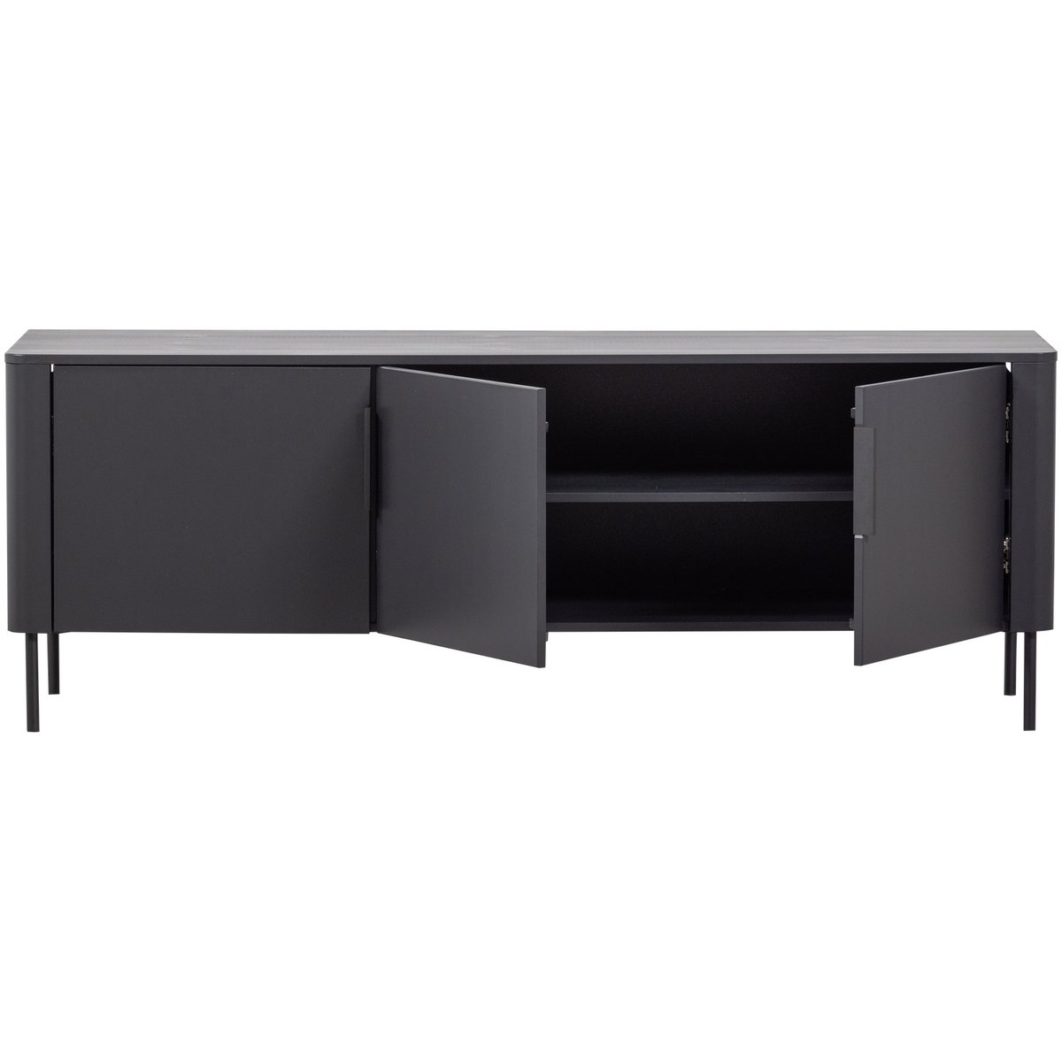 Meuble tv en pin 154 cm GUNNAR noir, WOOOD