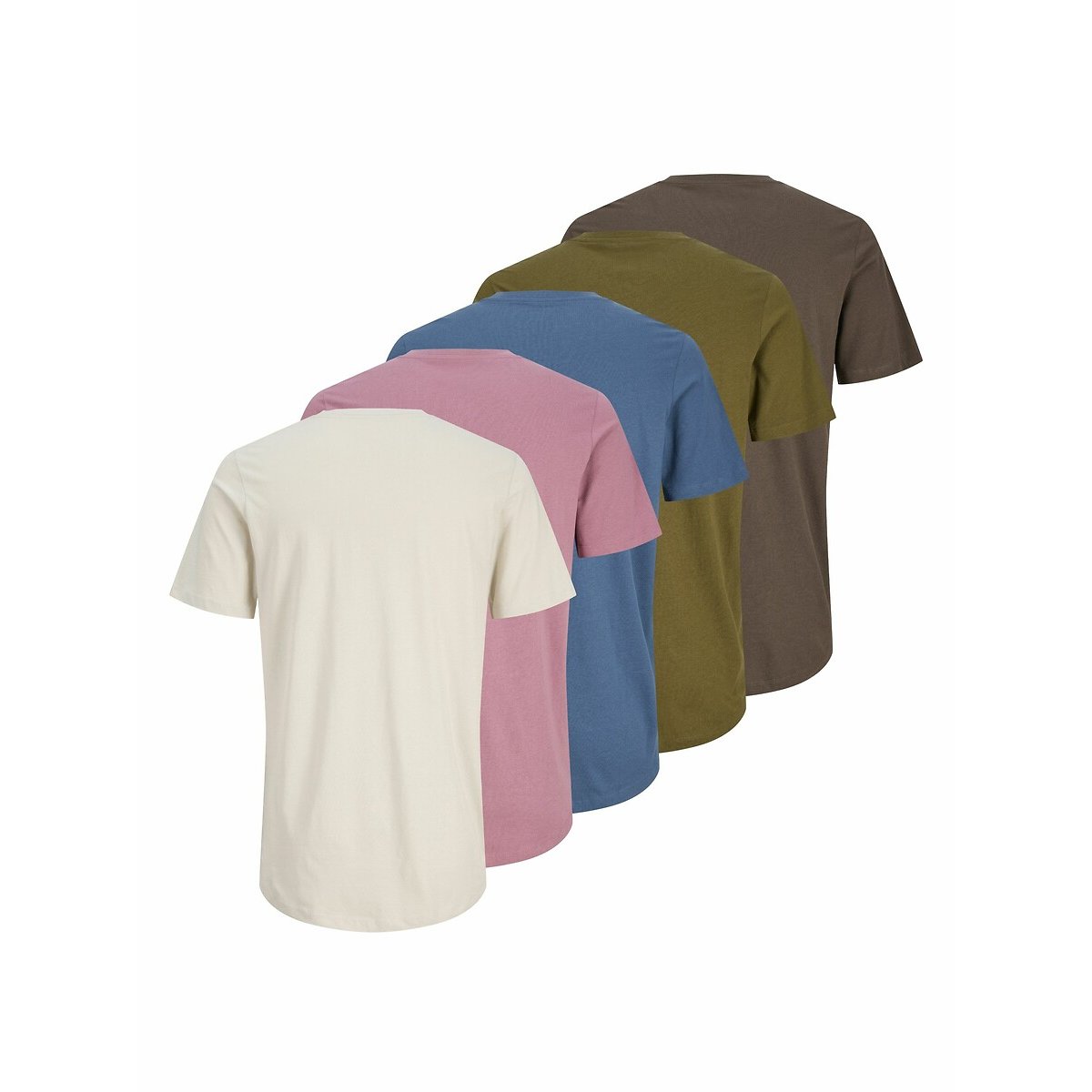 Pack de 5 t-shirts beige+bordeaux+kaki+bleu+marron, JACK & JONES