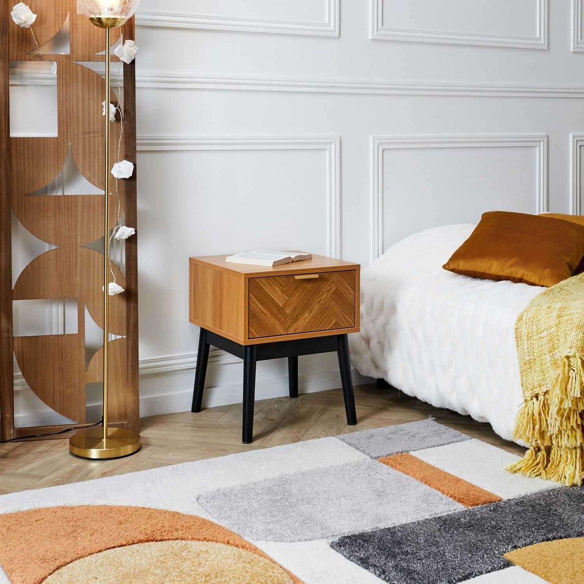 Table de chevet 1 tiroir en bois FELIX marron, THE HOME DECO FACTORY
