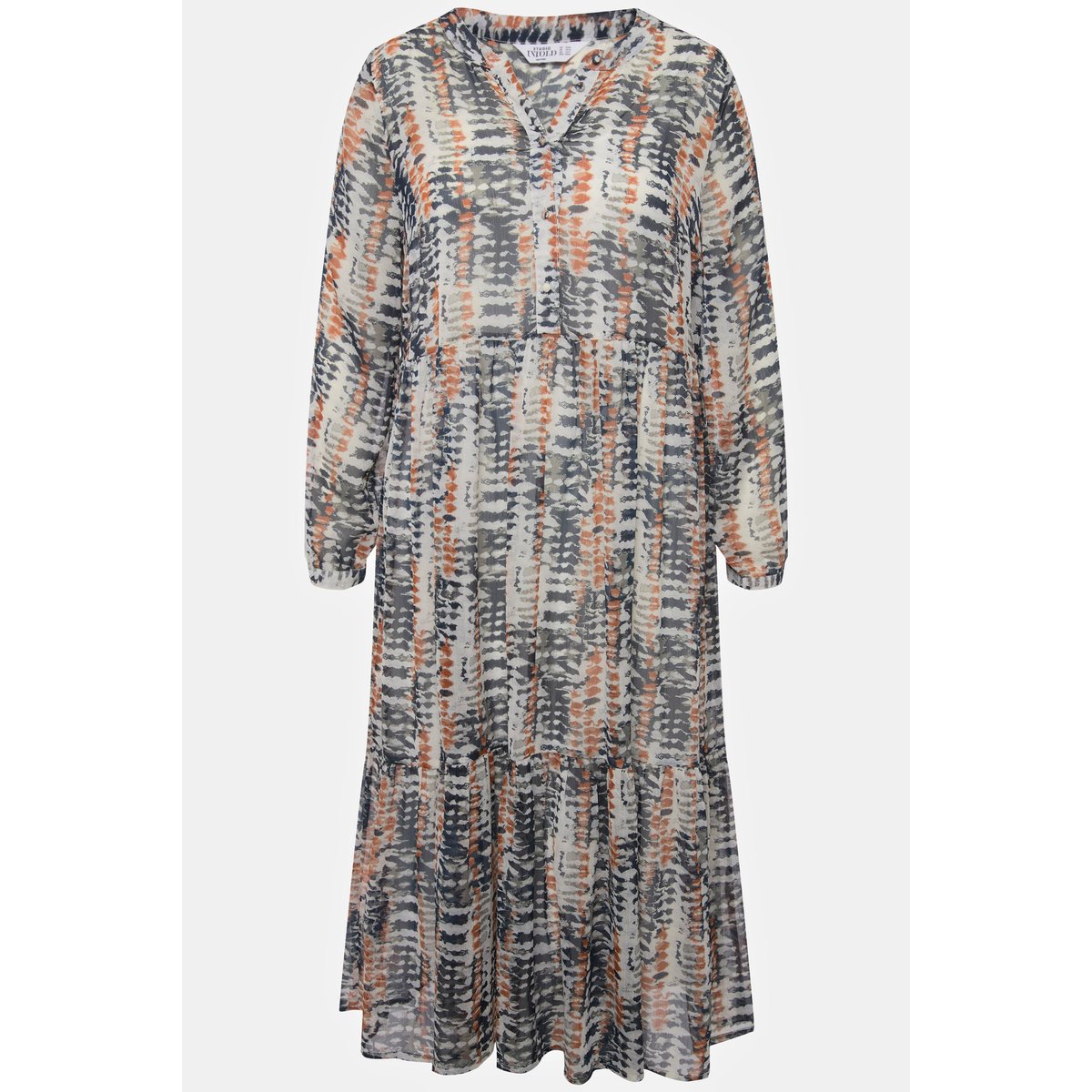 Robe maxi coupe trapèze à imprimé Batik bleu foncé, STUDIO UNTOLD