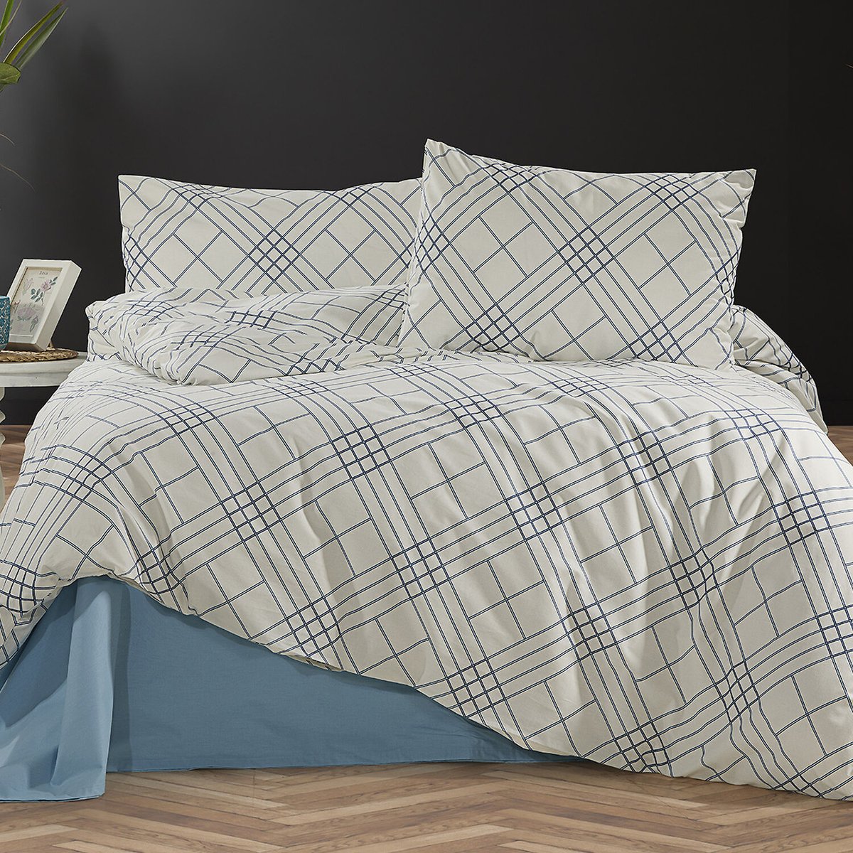 Paure de couette et tai(e) coton imprimé, faelora bleu, C DESIGN HOME TEXTILE