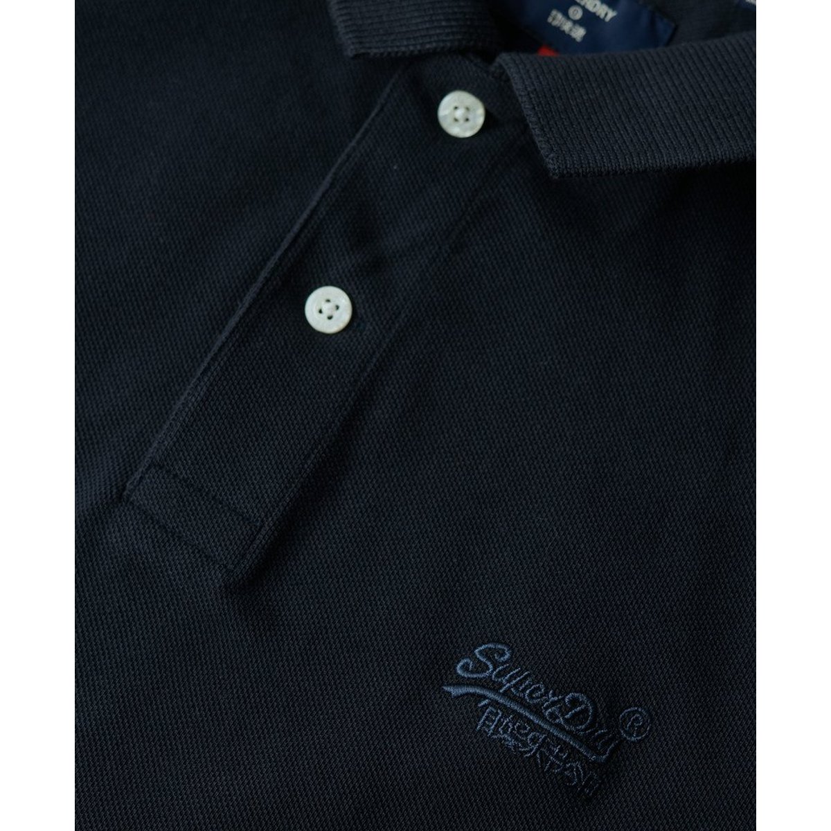 Polo manches courtes piqué bleu marine, SUPERDRY