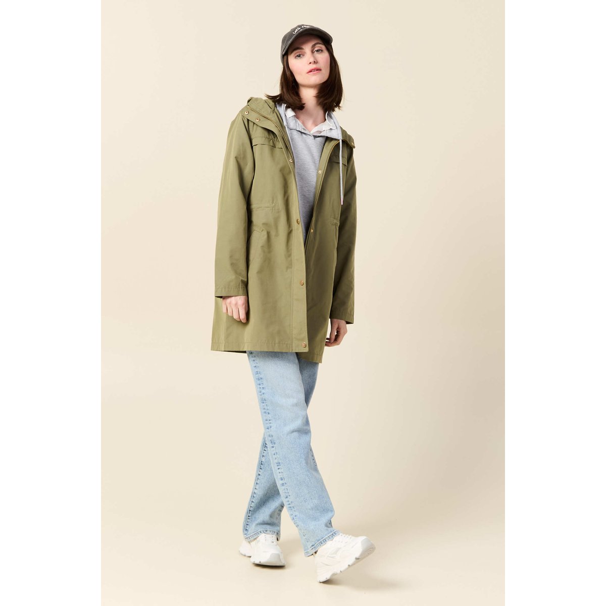 Parka longue à capuche vert kaki, BONOBO