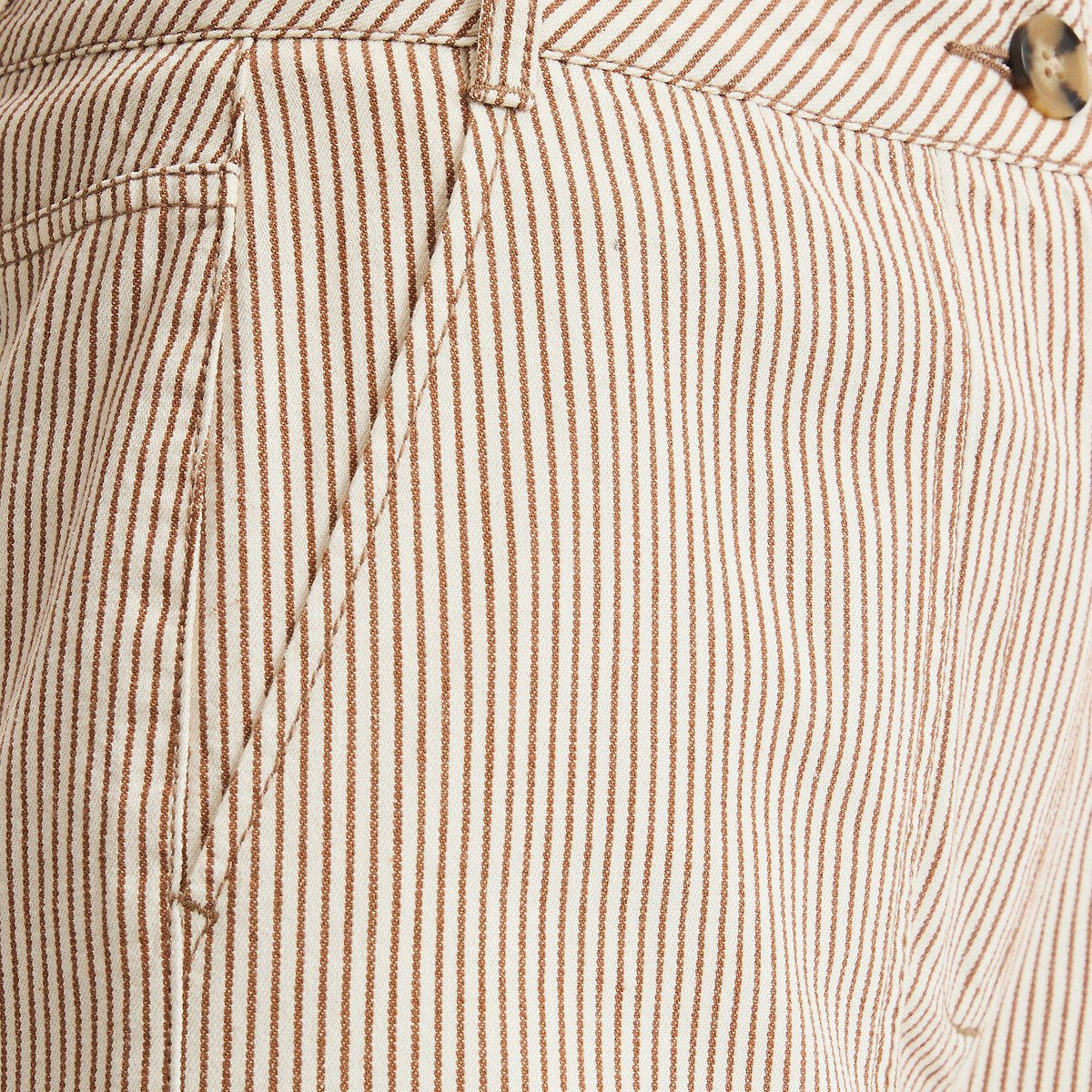 Pantalones de pernera ancha estilo carpintero con rayas rayas crudo/marrón, LA REDOUTE COLLECTIONS