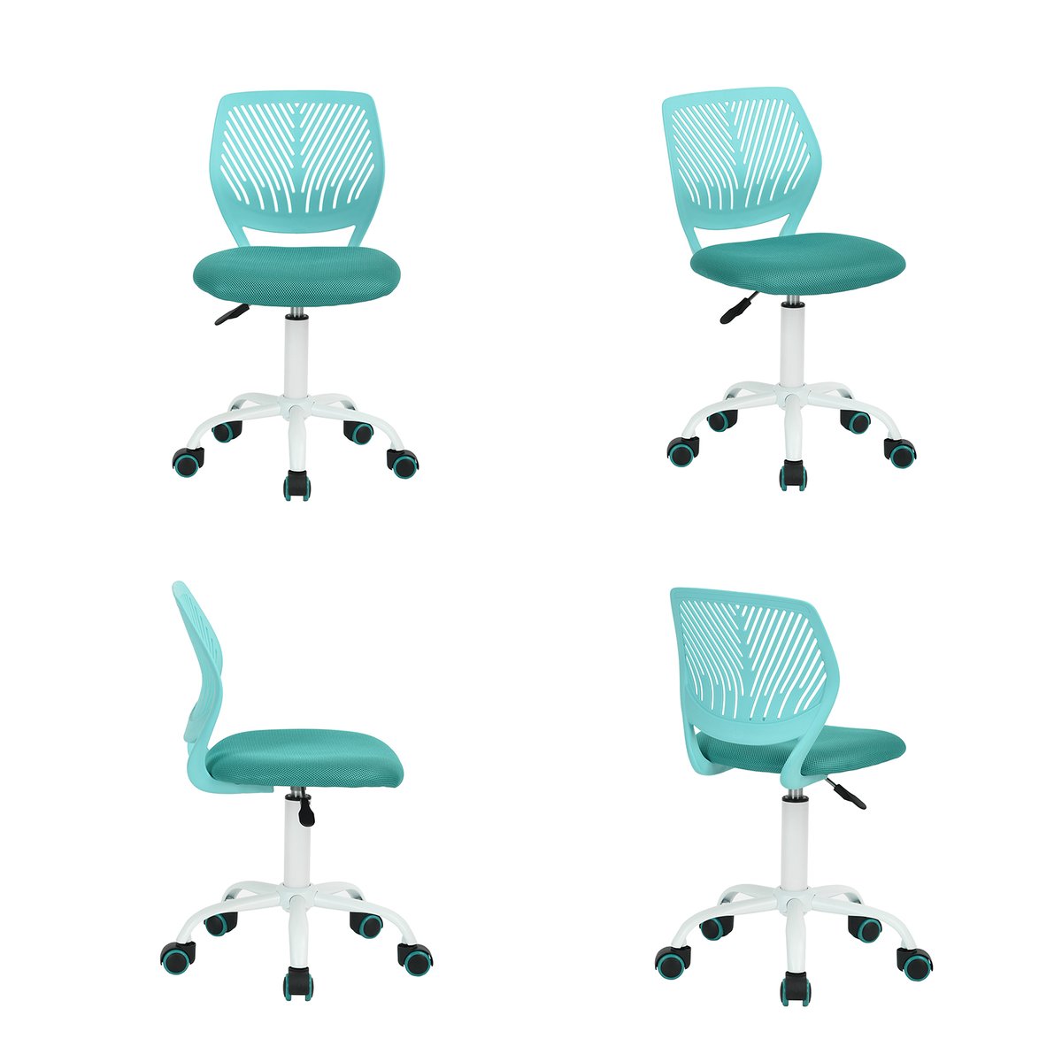 Chaise de bureau pivotante réglable en hauteur, CARNATION turquoise, MEUBLES COSY
