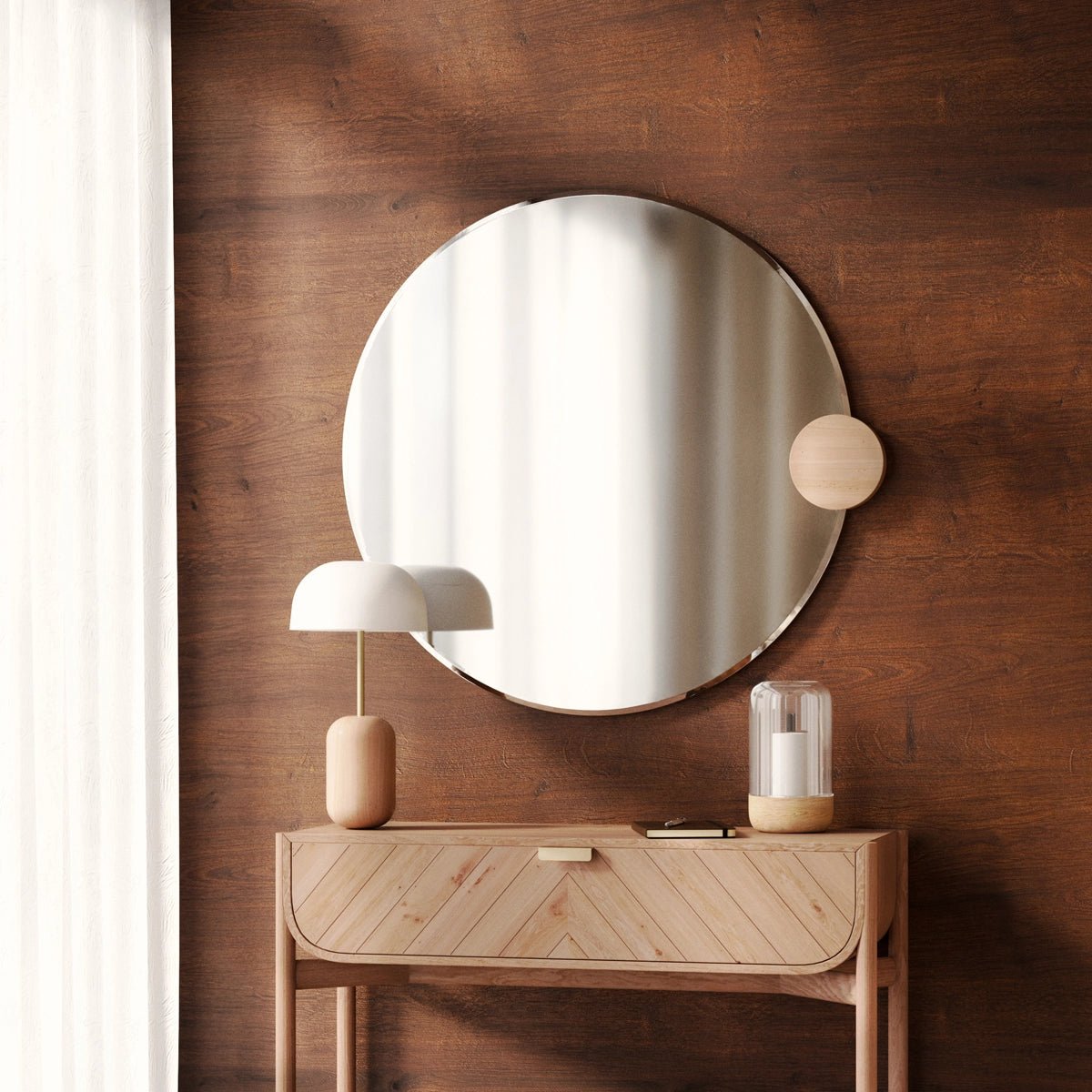 Lampe à poser avec pied en frêne, NINA blanc, HARTO
