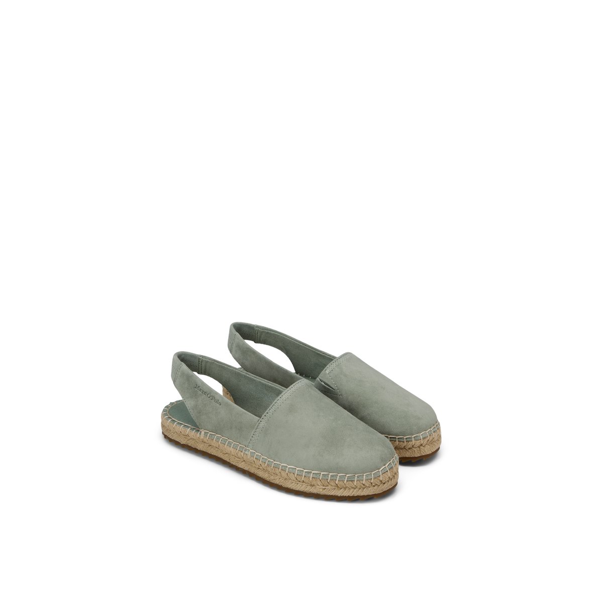 Espadrilles slingback modèle Gem en cuir de chèvre suédé vert clair, MARC O'POLO