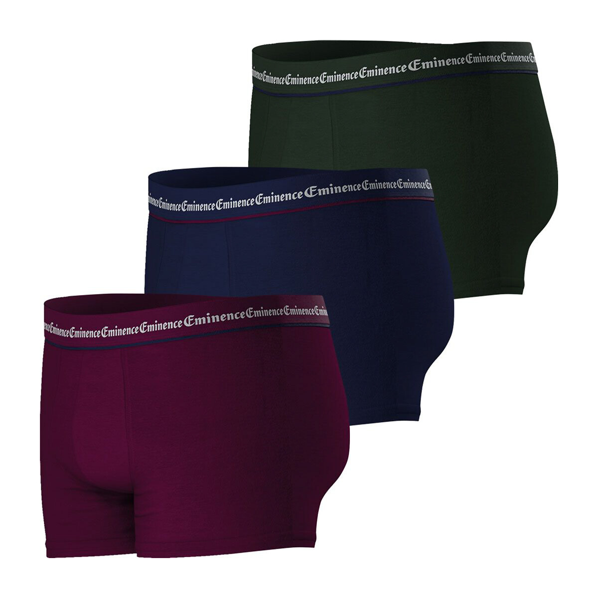 Confezione da 3 boxer Trio Business bordeaux + blu + kaki, EMINENCE