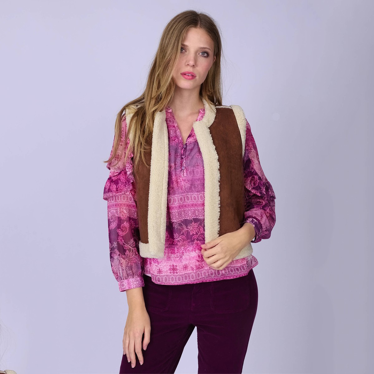 Veste sans manche réversible marron, MISE AU GREEN
