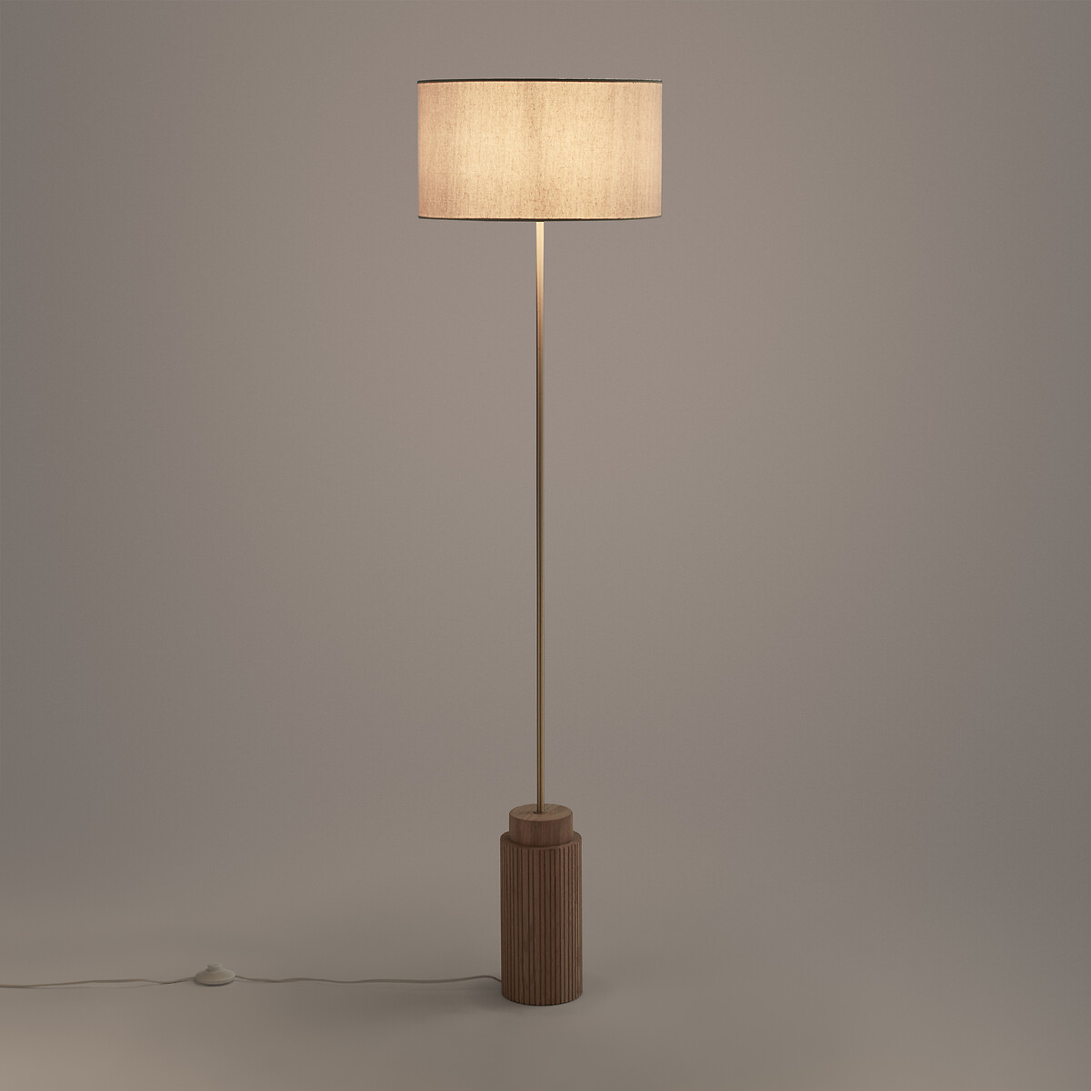 Lámpara de pie de roble, metal y lino, Idna natural lino, LA REDOUTE INTERIEURS