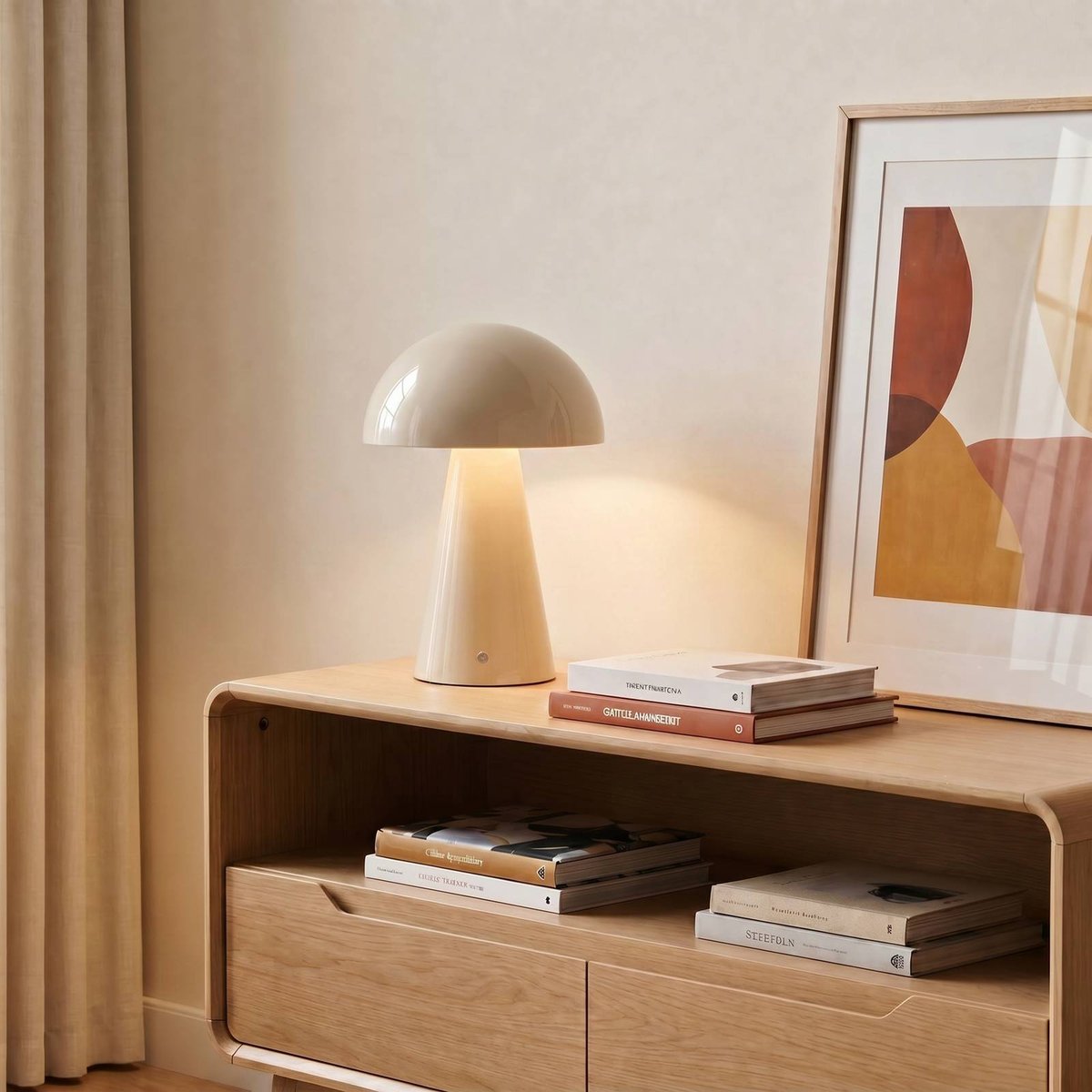 Lampe à poser en métal moderneLED, Nevijo beige, LINDBY