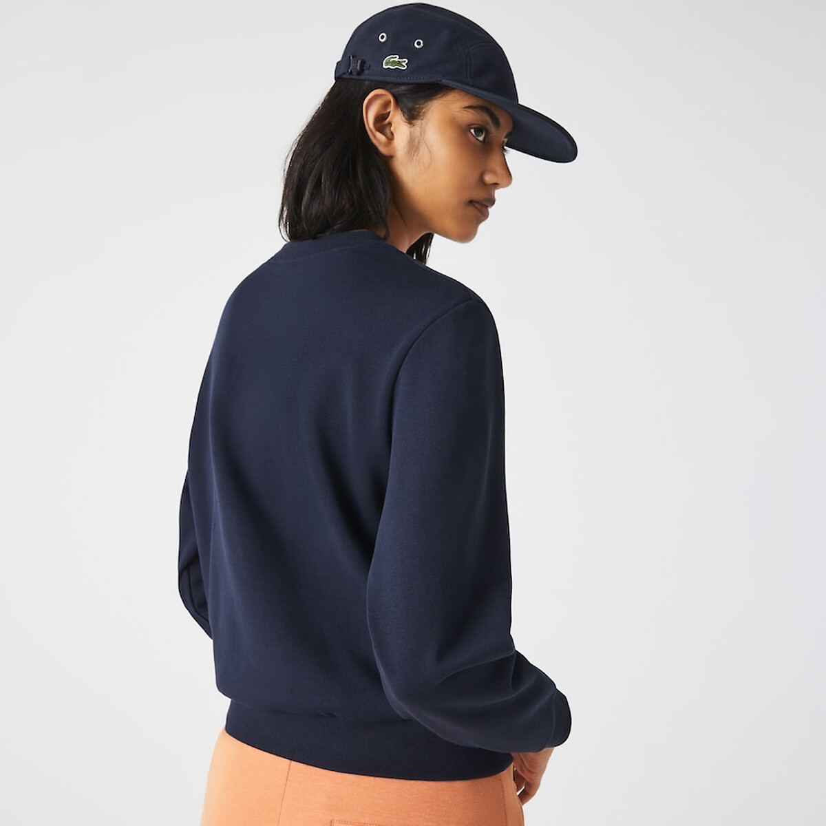 Sweat col rond logo poitrine brodé bleu marine, LACOSTE