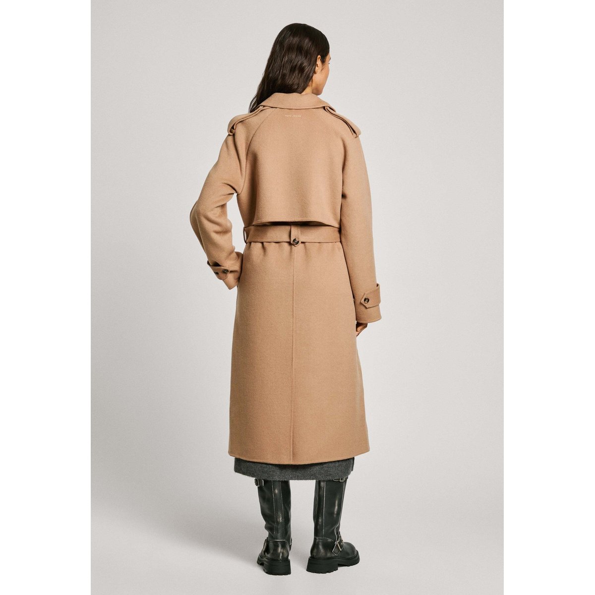 Trench Coat À Double Boutonnage brun noix, PEPE JEANS