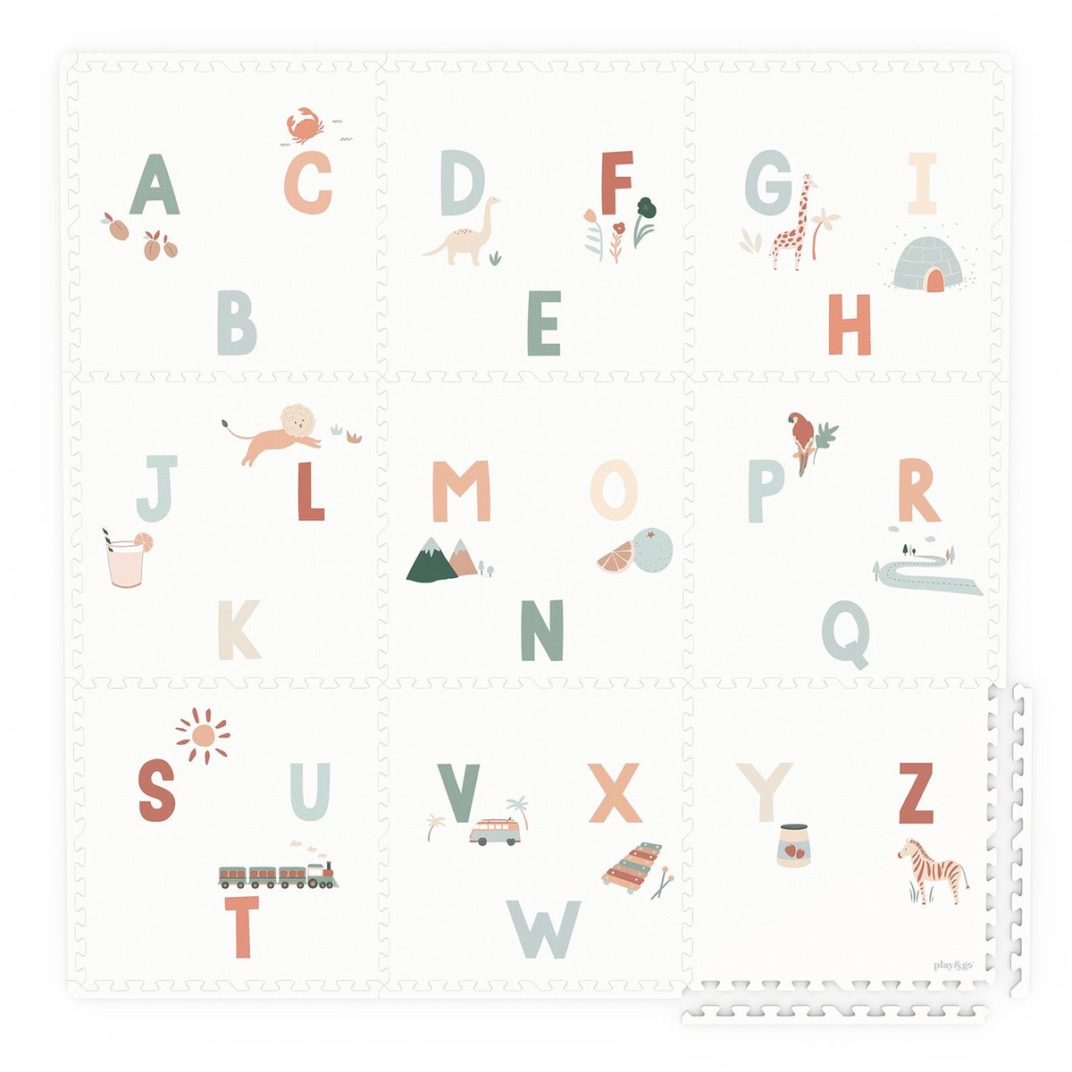 play&go - tapis puzzel, boîte de rangement & mini maison - alphabeth multicolor, PLAY ET GO