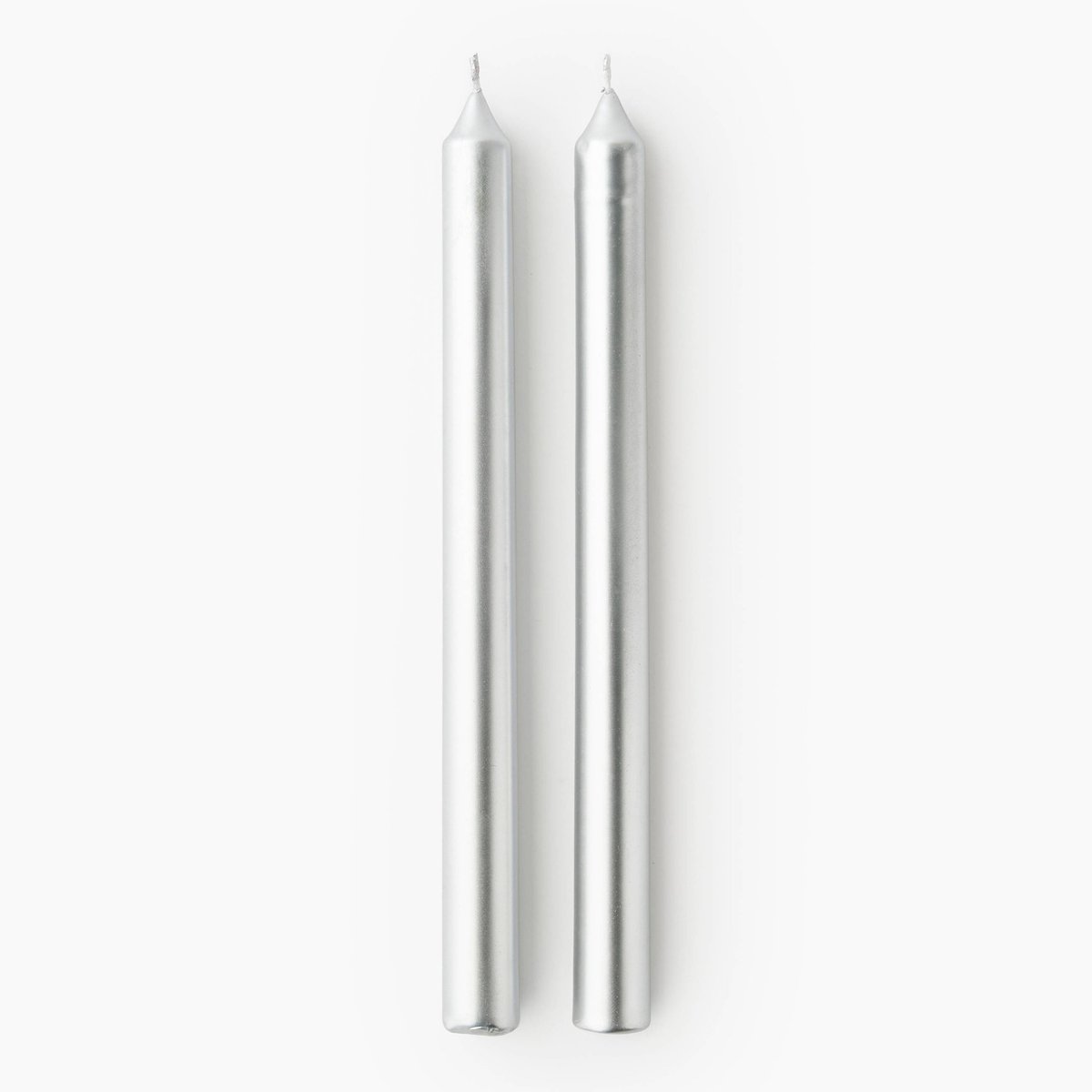 Lot de 2 bougies droites, h26cm, en paraffine argent, MONOPRIX