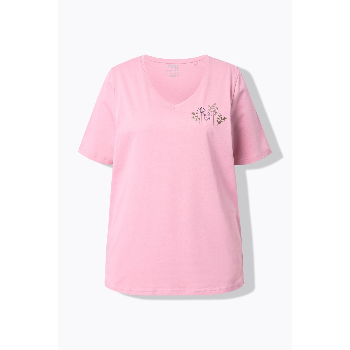 T-shirt de pyjama en coton bio. Col en V vieux rose, ULLA POPKEN