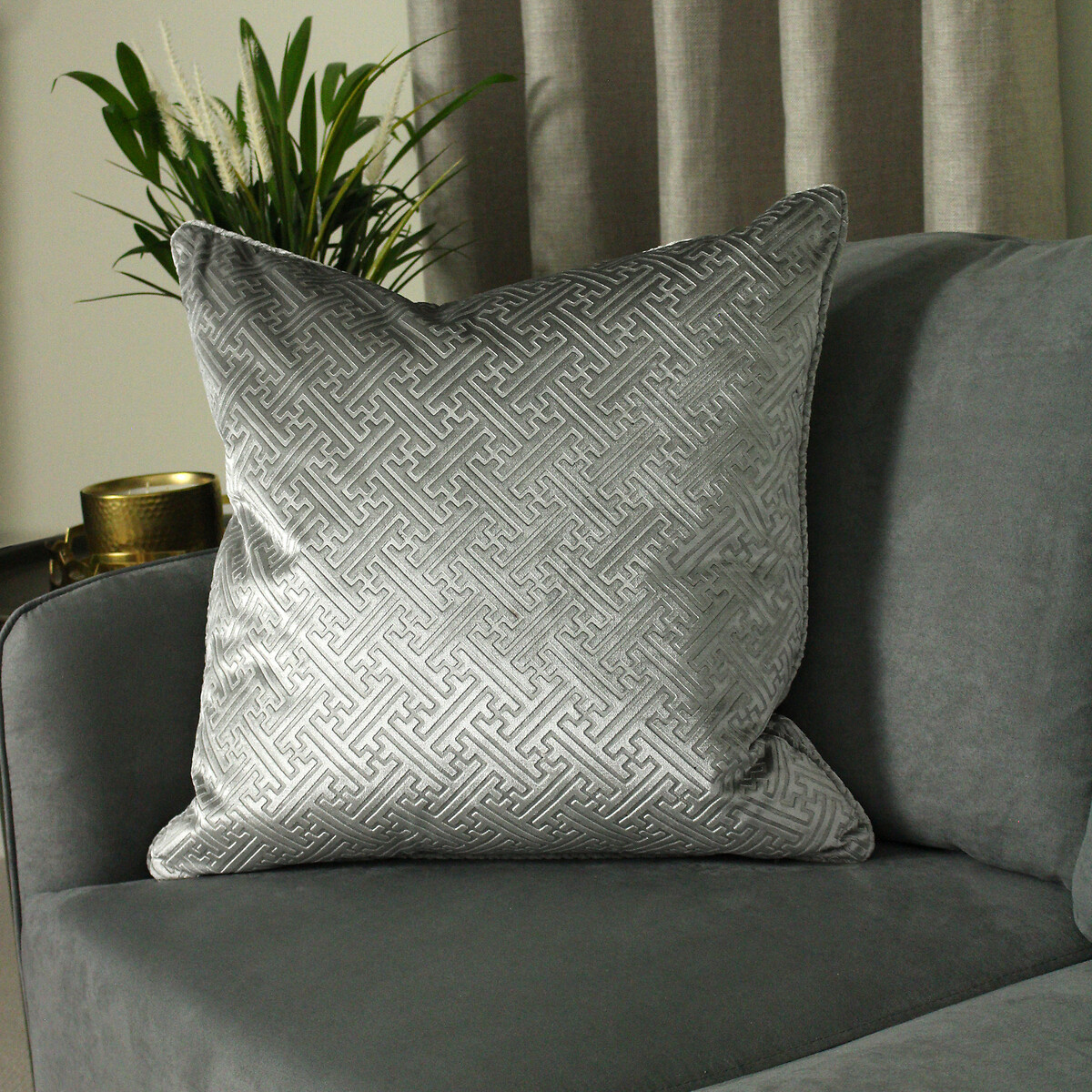 Florence Velvet Filled Cushion 55x55cm silver-coloured, PAOLETTI
