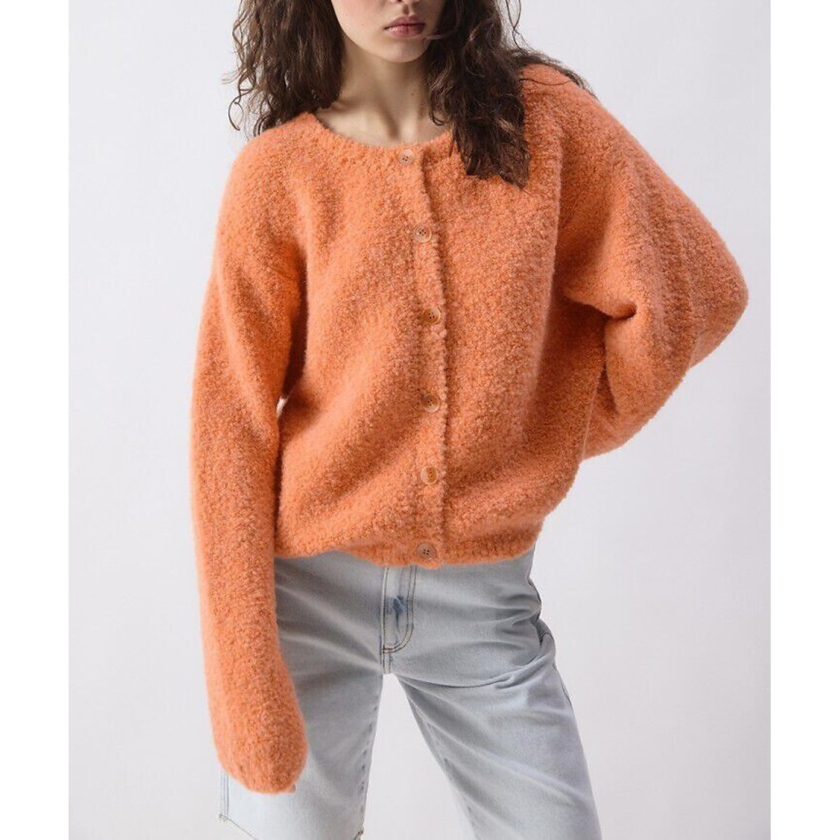 Gilet col rond épais manches longues, ZOLLY nude, AMERICAN VINTAGE