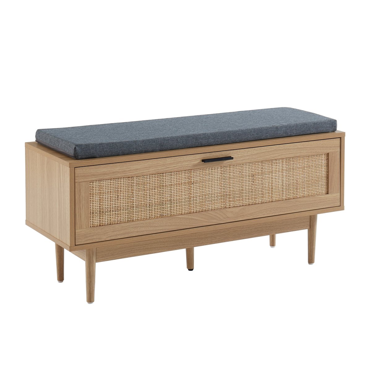 Banc à chaussures cannage rotin 1 porte  AMANA chêne clair, BAÏTA