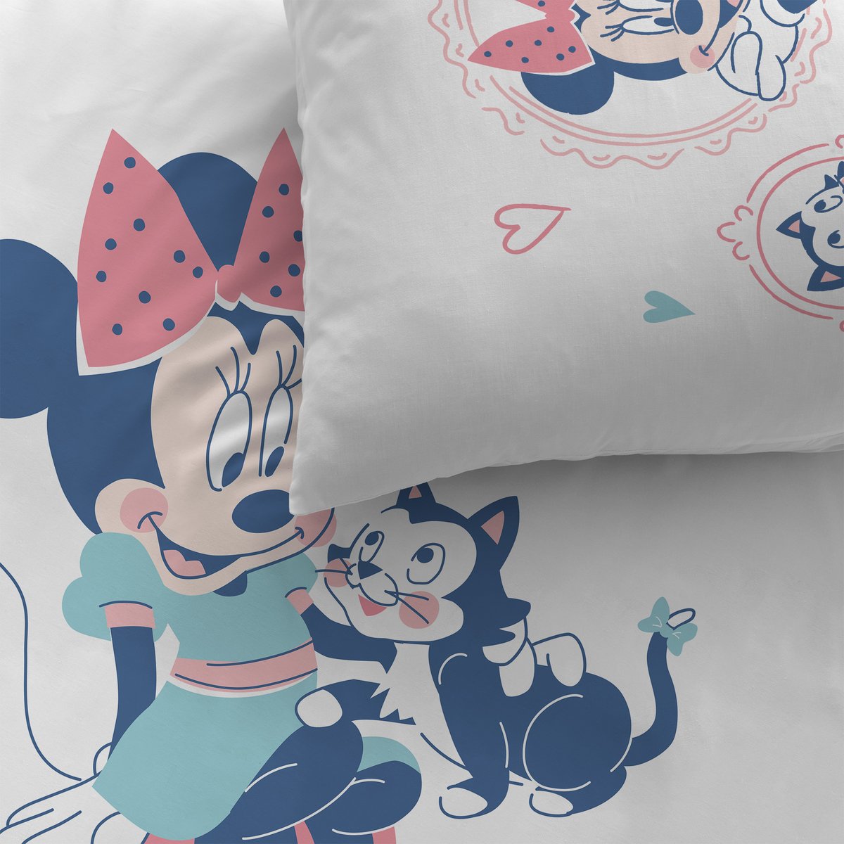 Parure de lit imprimée 100% coton, LITTLE FRIEND blanc, MINNIE MOUSE