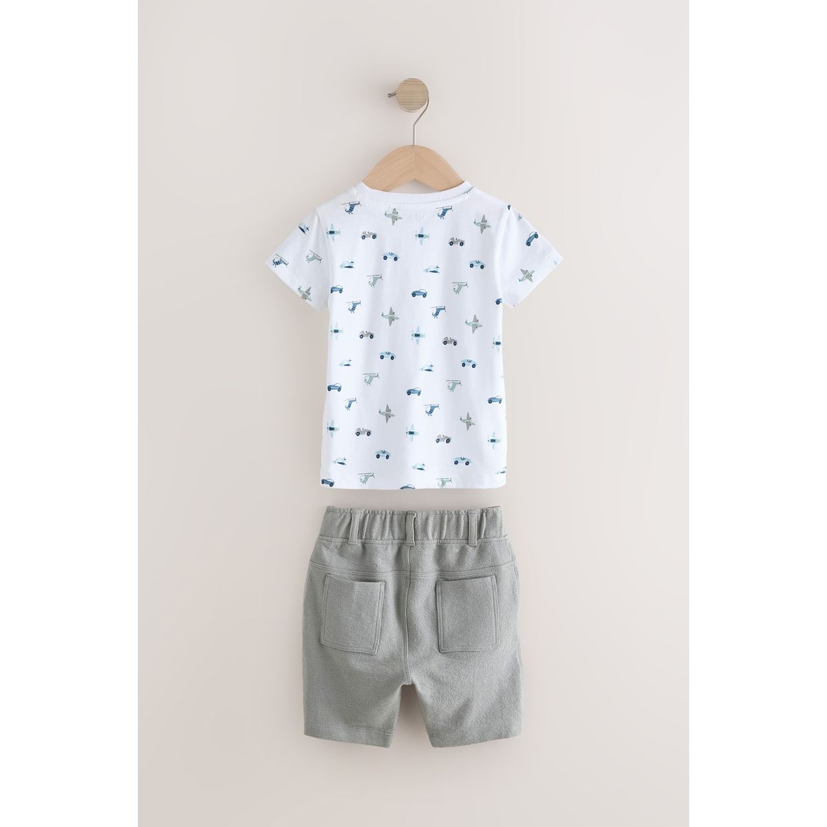 T-shirt et short imprimé transport blanc, NEXT