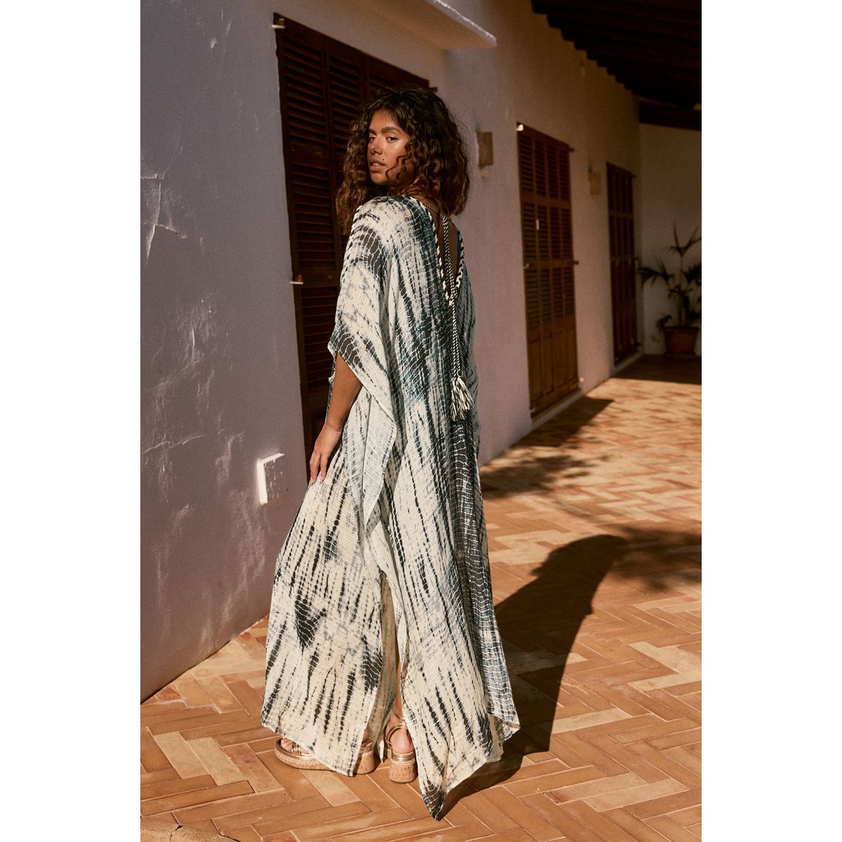 Caftan à enfiler bleu effet dégradé, NEXT