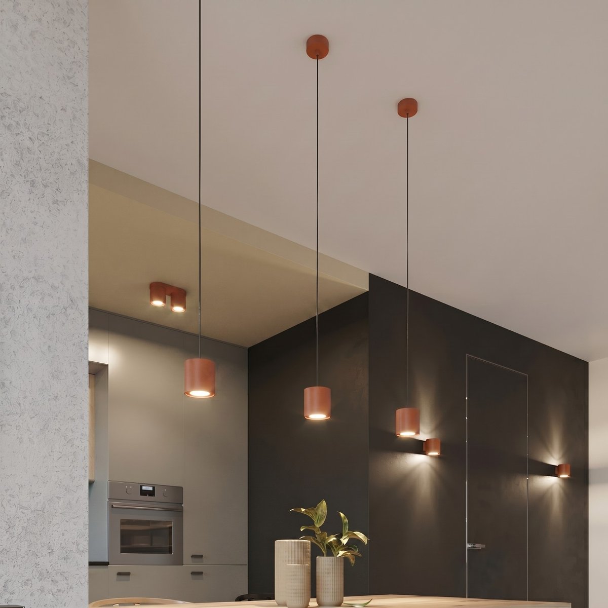 Plafonnier Aluminium Ocre Rouge GU10 1 Orbis ocre rouge, EDEN