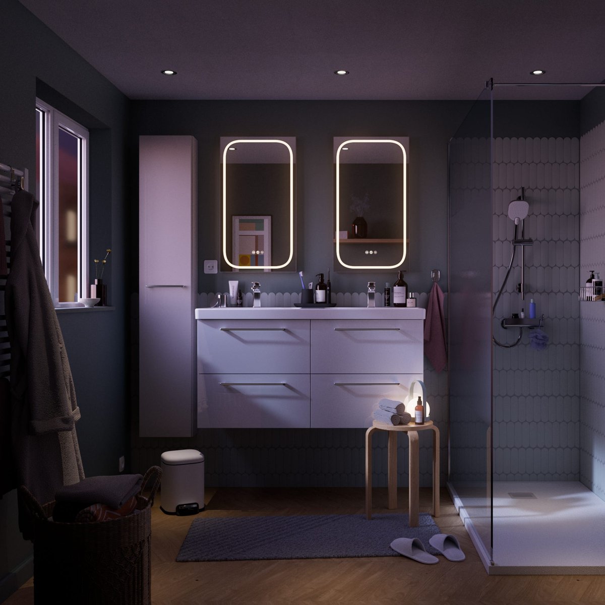 Miroir LED, REMIX gris, SENSEA