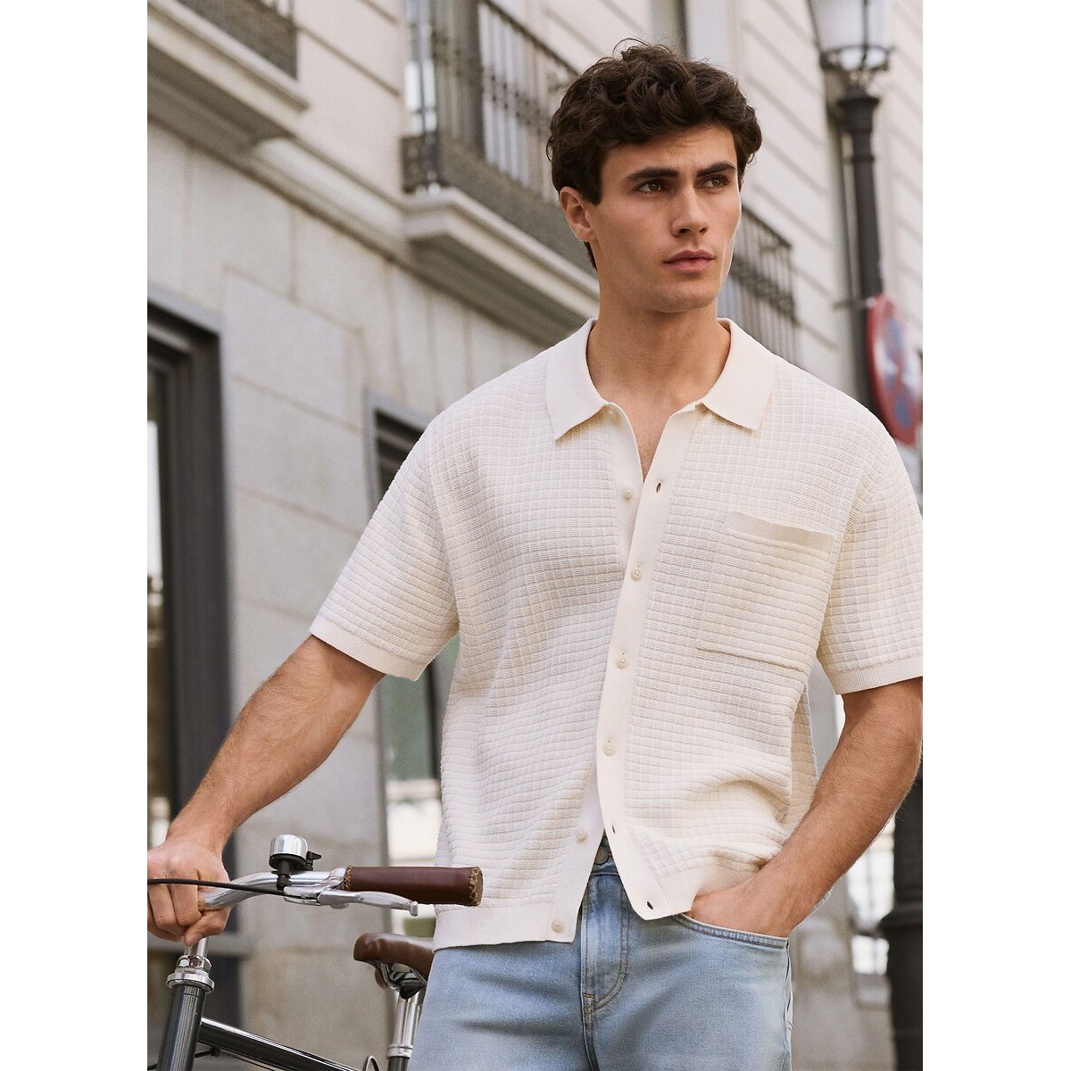 Polo de punto de manga corta, DYLAN marfil, PEPE JEANS