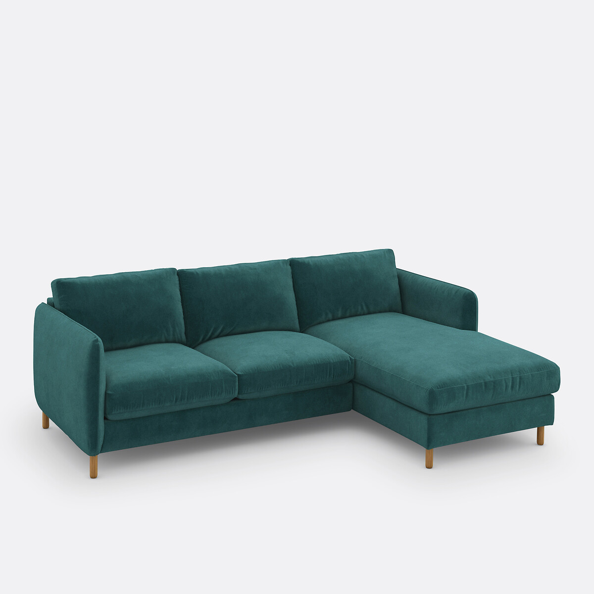 Canapé d'angle droit, convertible, 4 places, en velours, LOMÉO emeraude, LA REDOUTE INTERIEURS