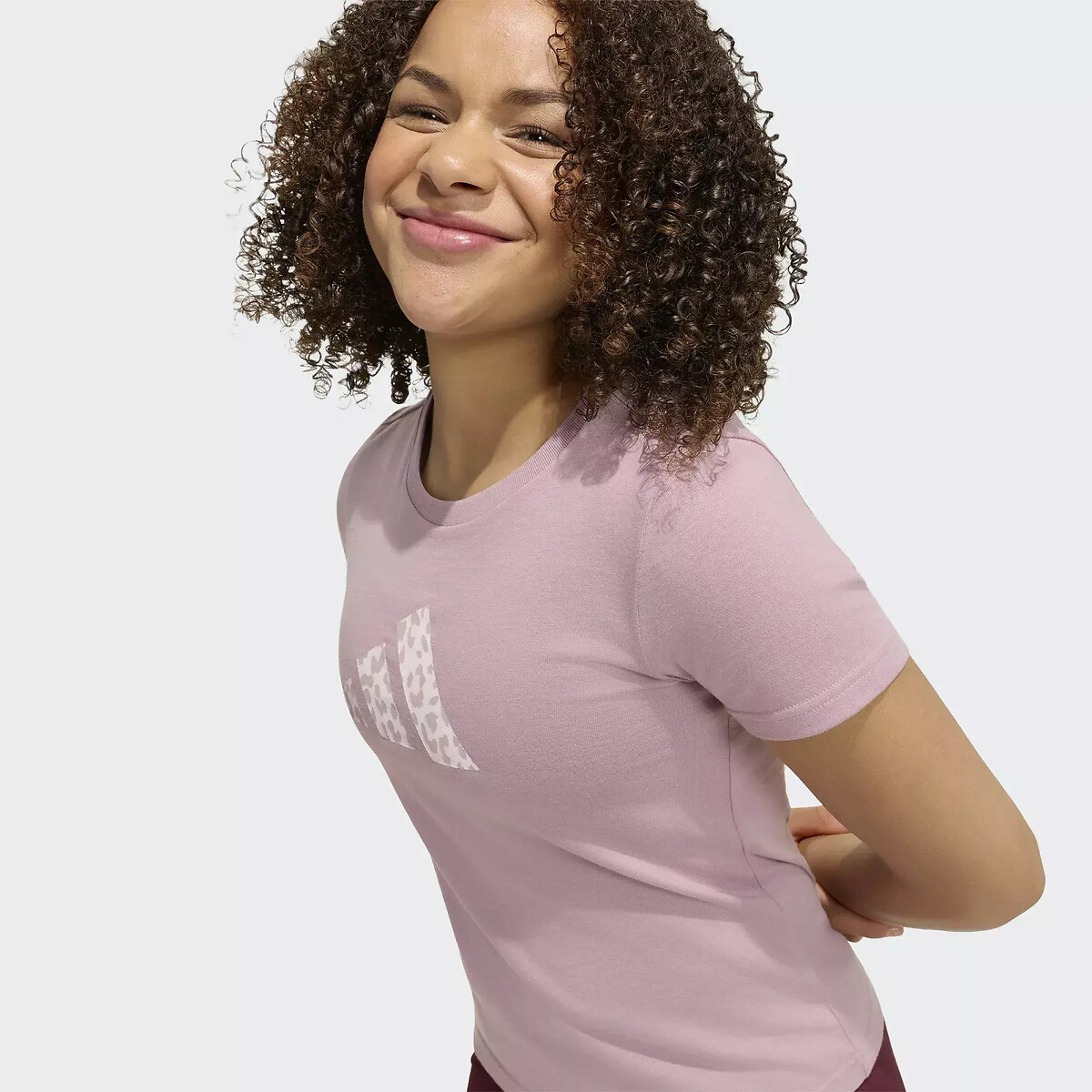 Short Sleeve T-Shirt with Leopard Print light purple, adidas Performance