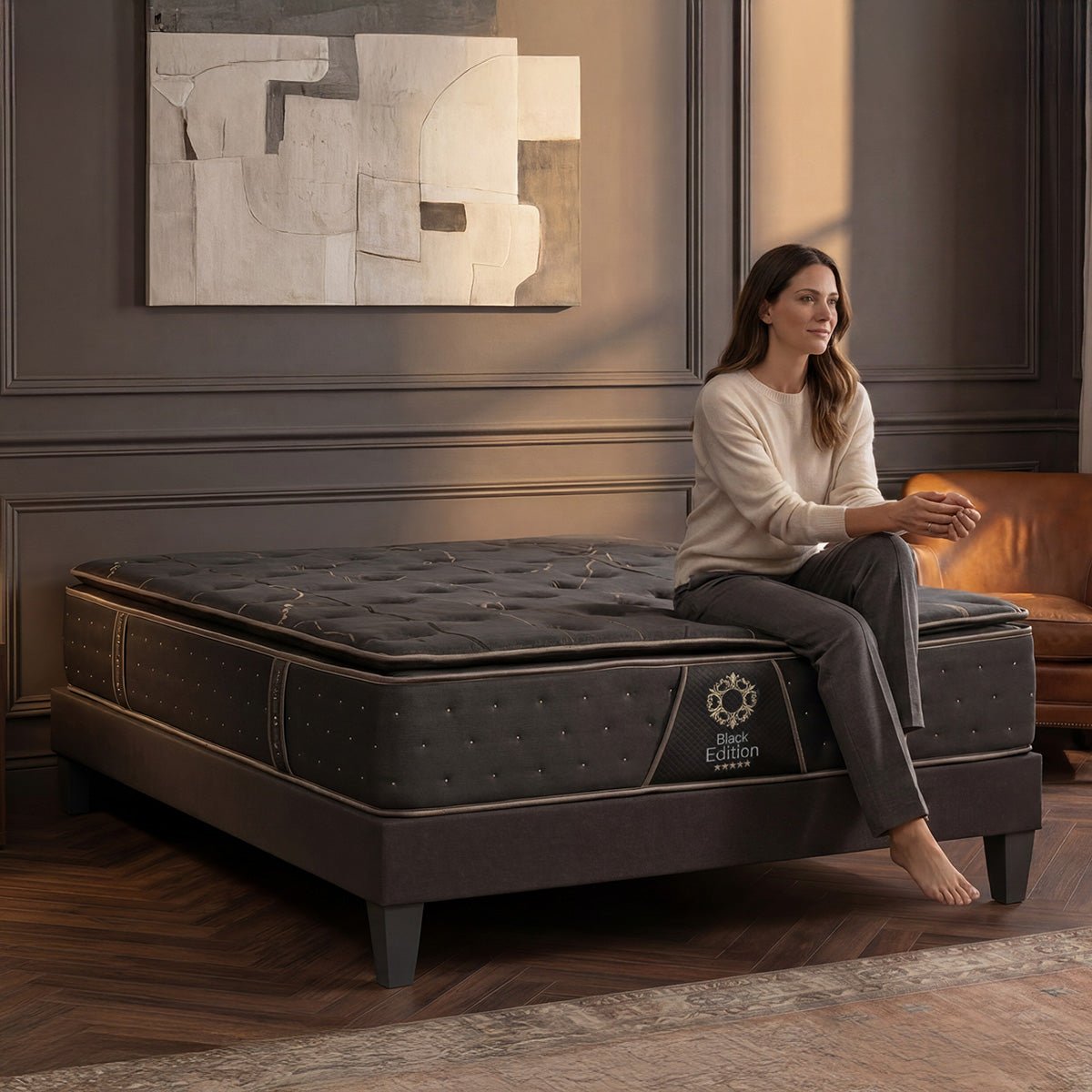 Matelas Mémoire de forme 34 cm BLACK EDITION noir, BELLECOUR