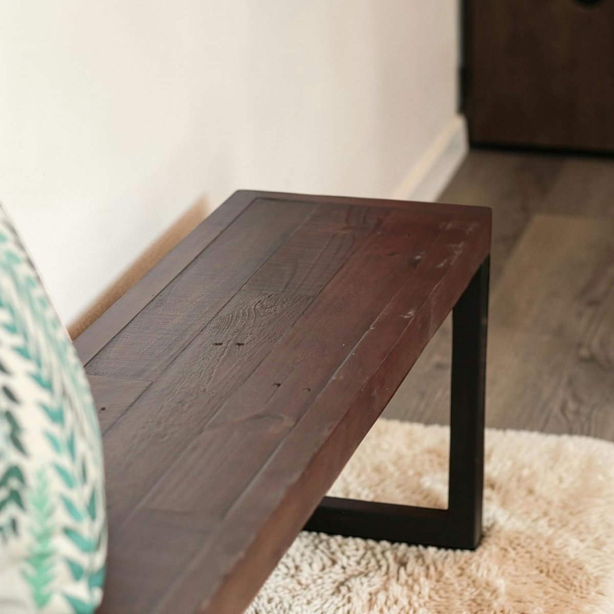 Banc bois brun recyclé pieds métal 140 cm SAMOA bois naturel, PIER IMPORT