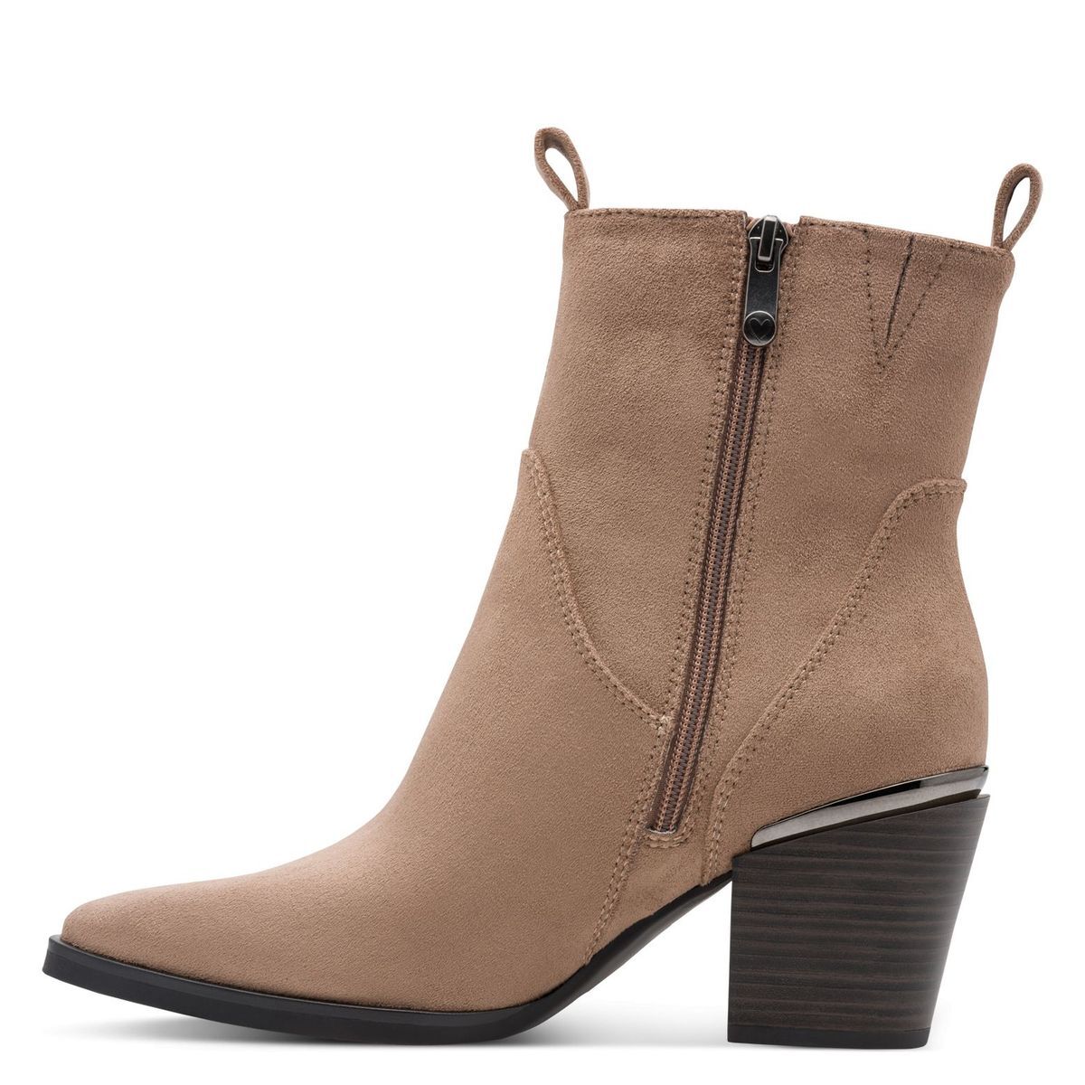 Bottine talon bloc marron combiné, MARCO TOZZI