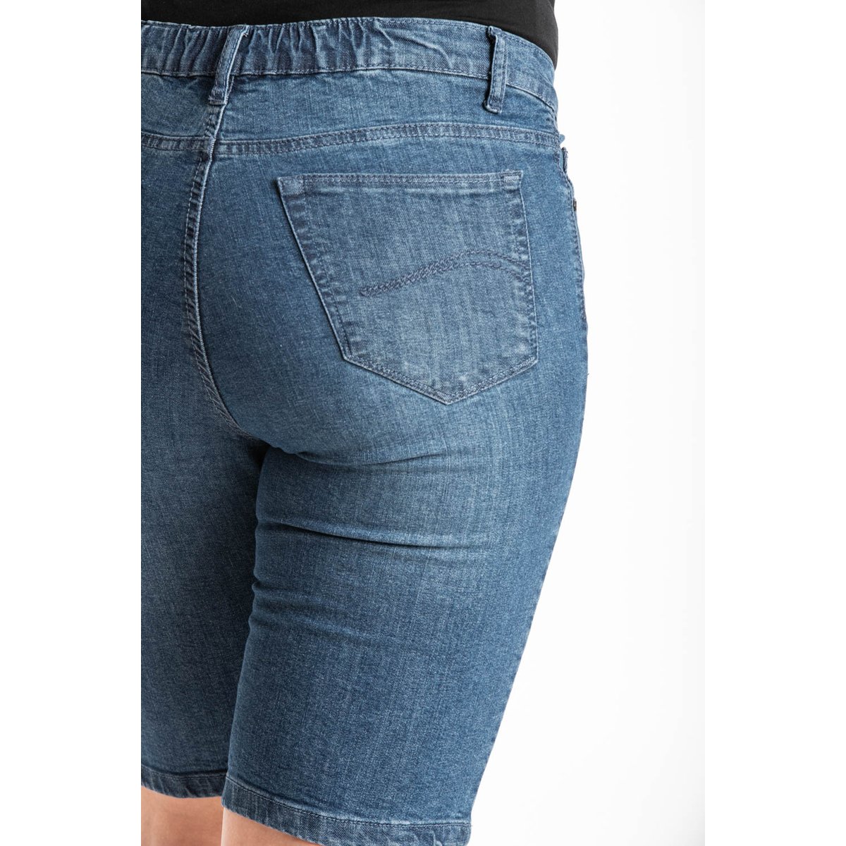 Bermuda denim avec ceinture élastiquée bleu, OBER