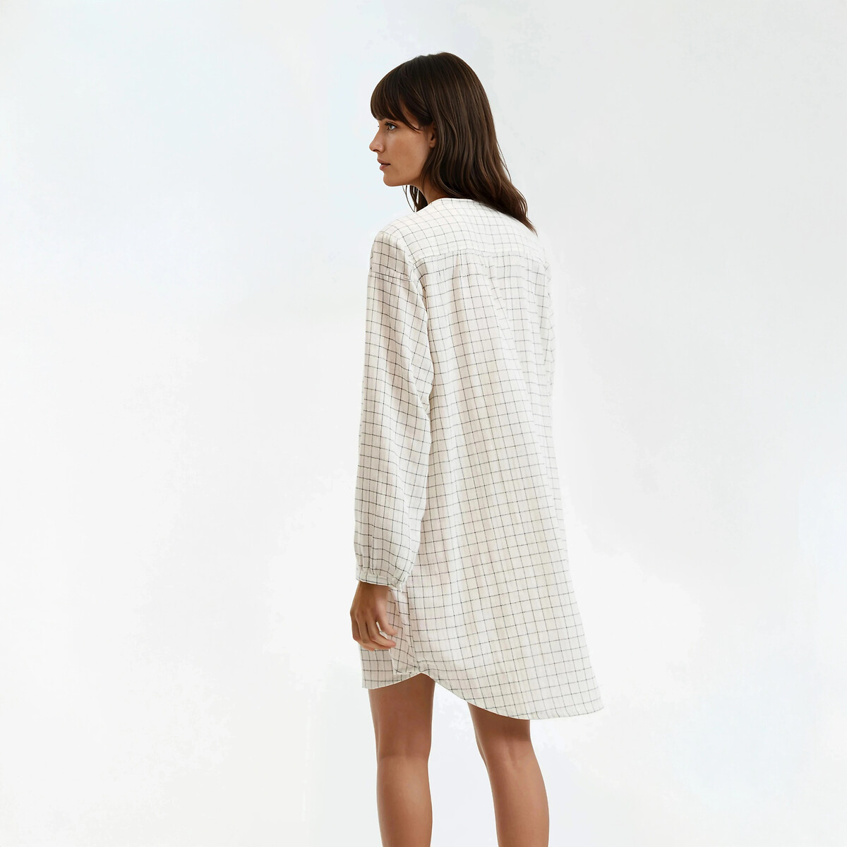 Chemise de nuit, en double gaze de coton, Signature MARGOT carreaux, LA REDOUTE COLLECTIONS