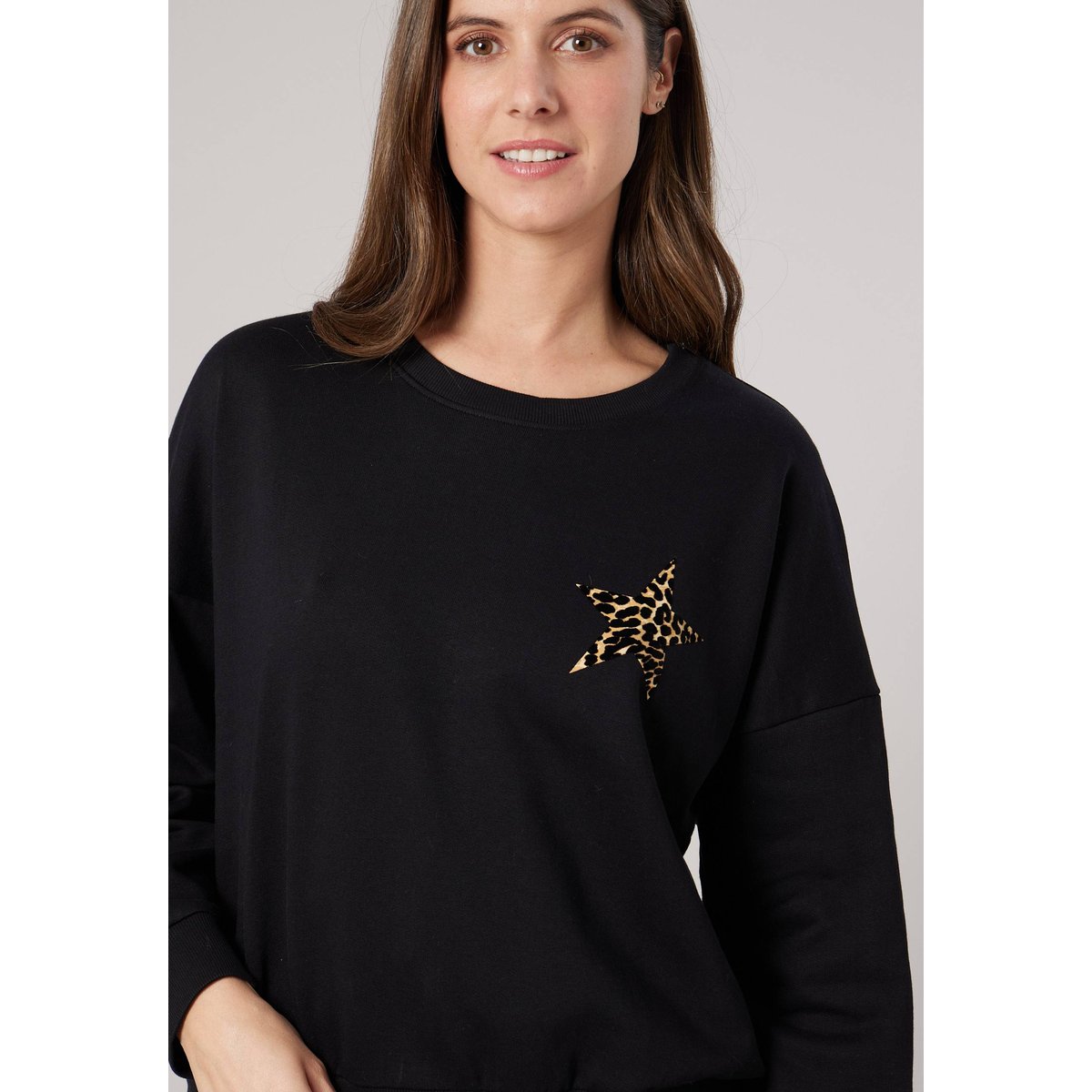 Sweat femme imprimé étoile léopard LEOSTAR black, DEELUXE