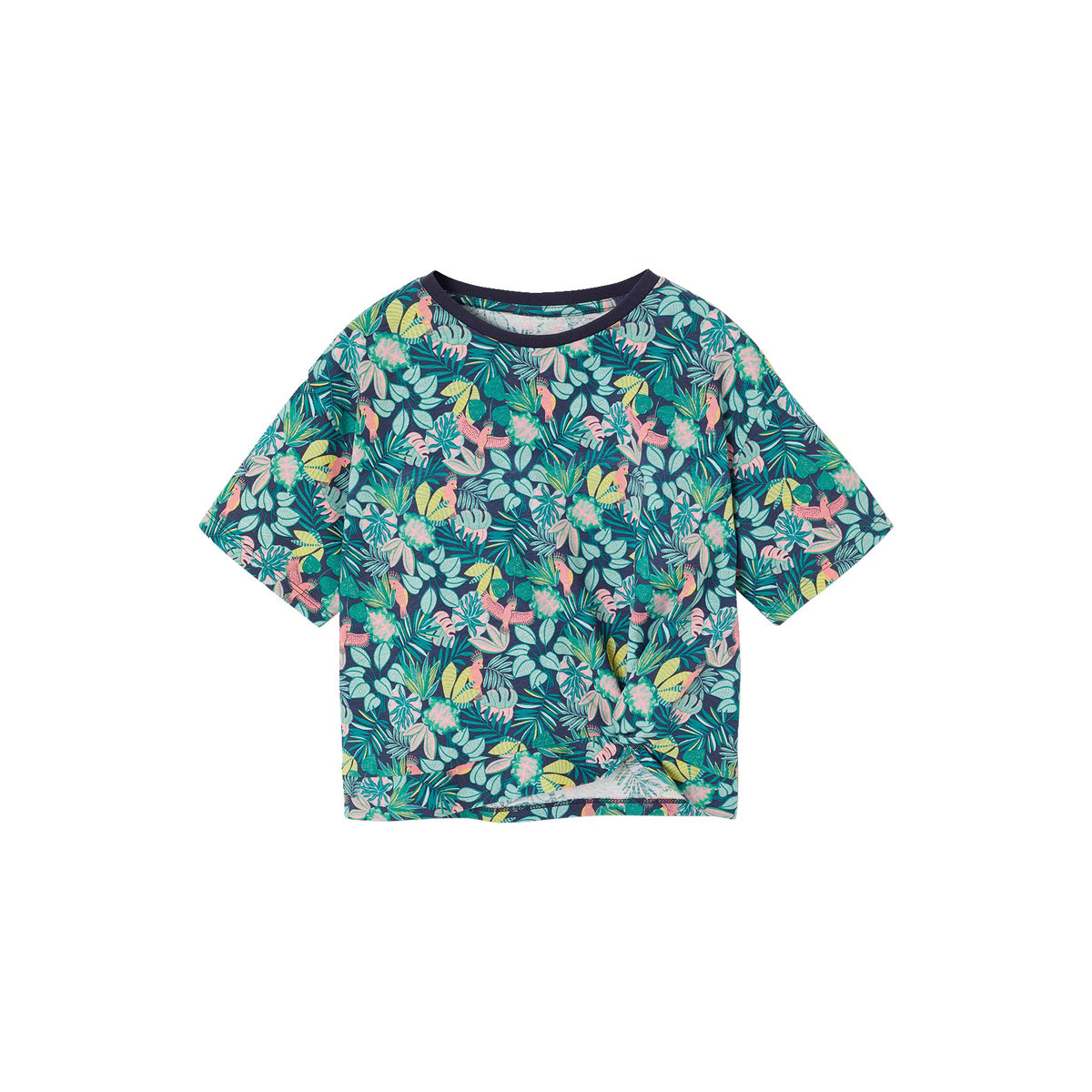 T-shirt manches courtes tropical à nœud marine, VERTBAUDET