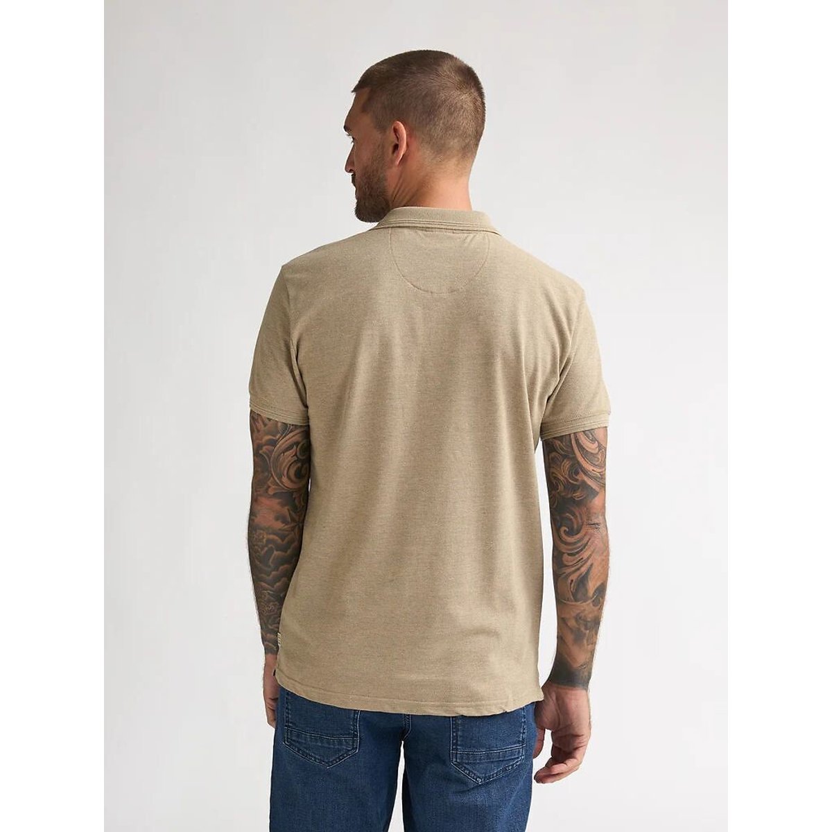 Poloshirt in chiné met korte mouwen camel, PETROL INDUSTRIES