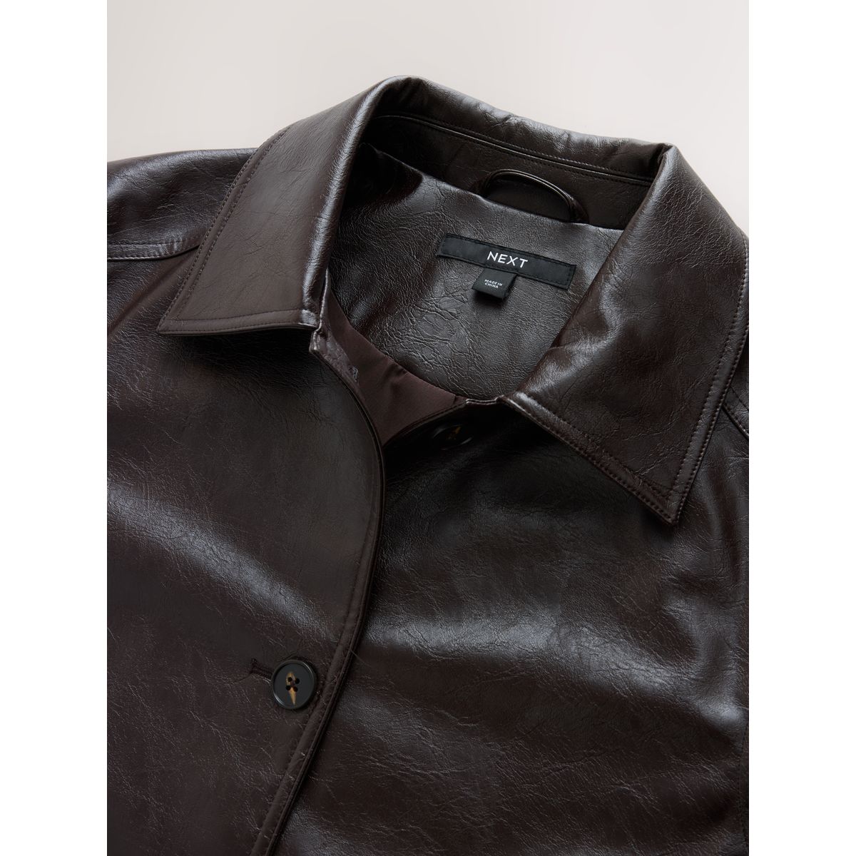 Veste boutonnée en similicuir marron chocolat, NEXT