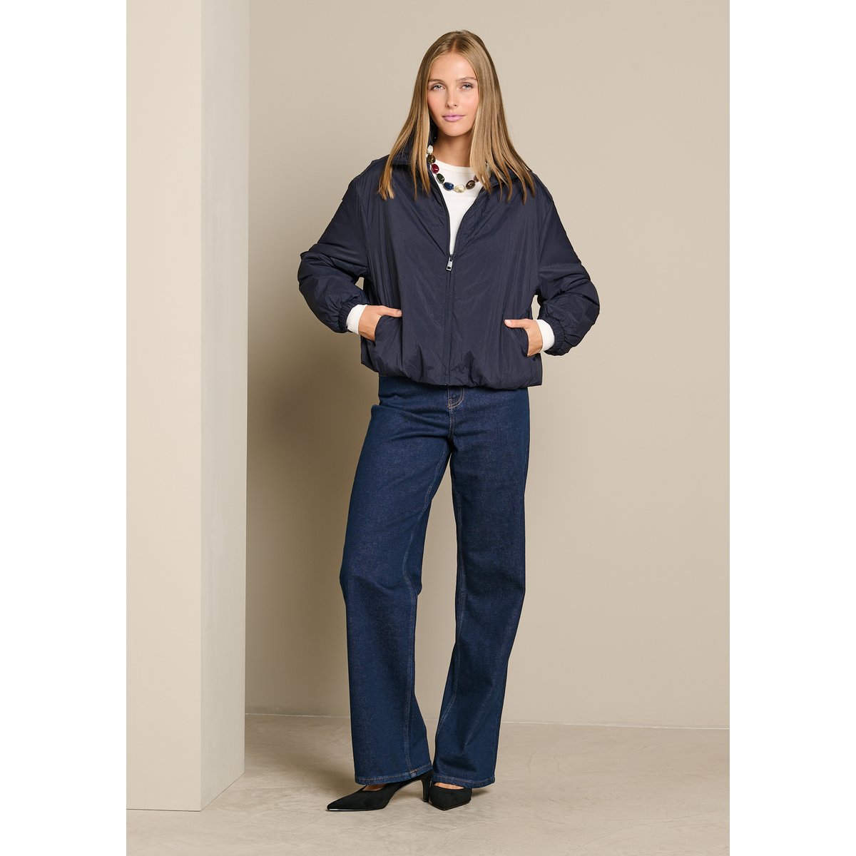 Veste sport zippée bleu marine, LOLALIZA